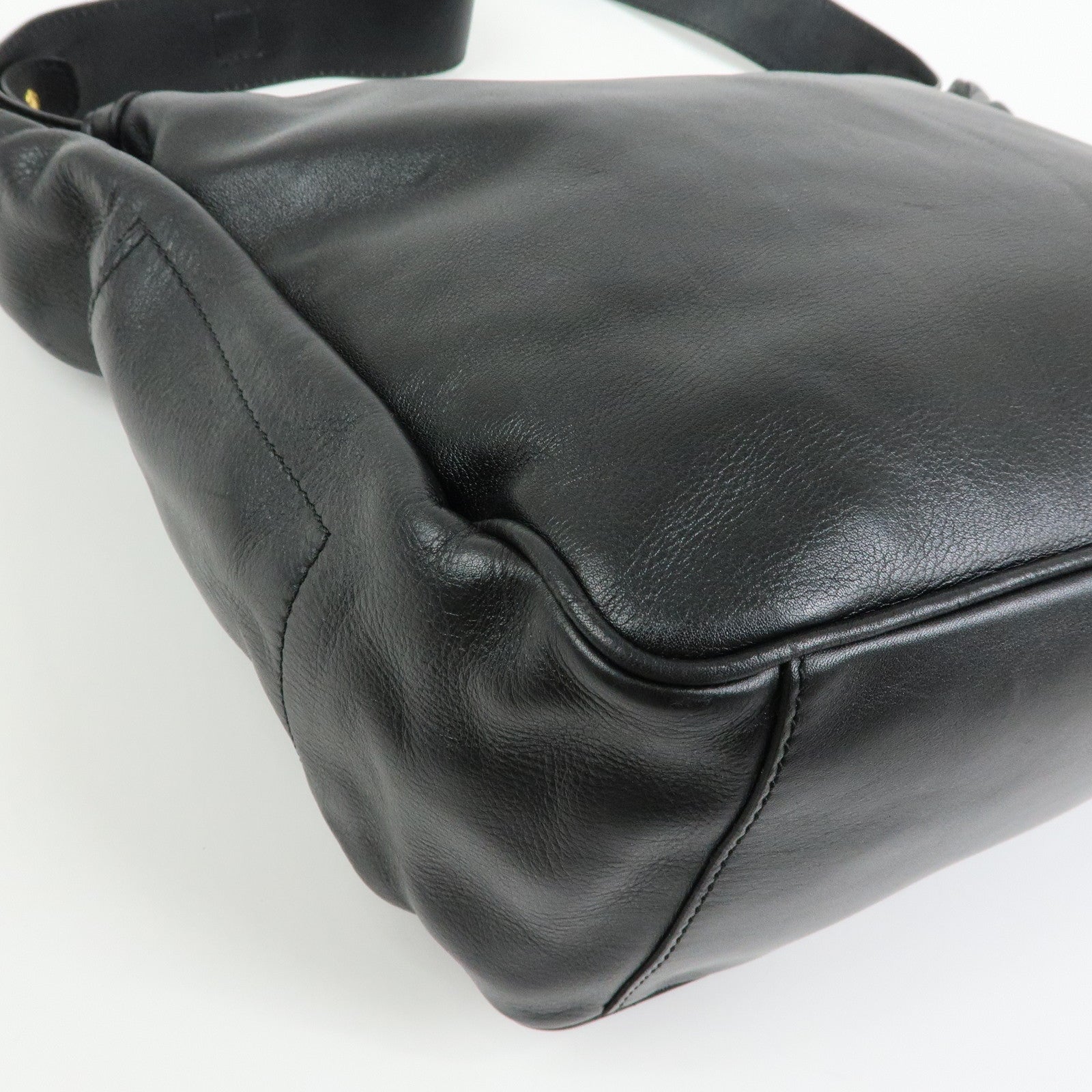 CELINE Leather Toggle Belt Shoulder Bag Crossbody Bag Black
