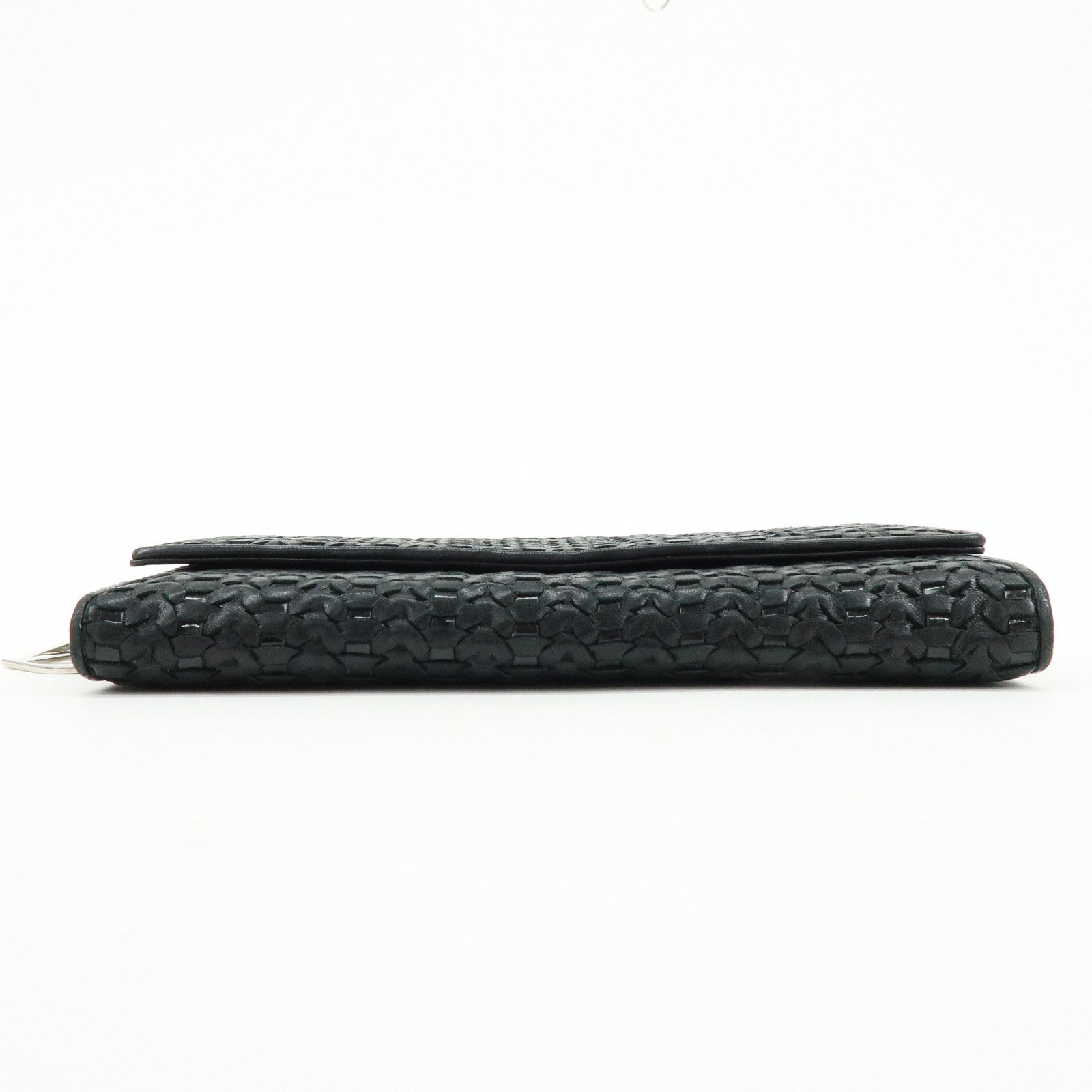 Christian Dior Leather Chain Wallet WOC Hand Bag Black