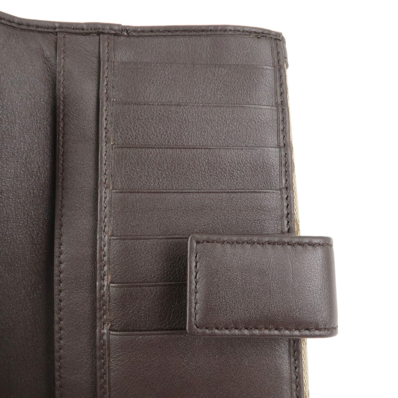 GUCCI Interlocking G GG Canvas Double Flap Long Wallet Brown 282426
