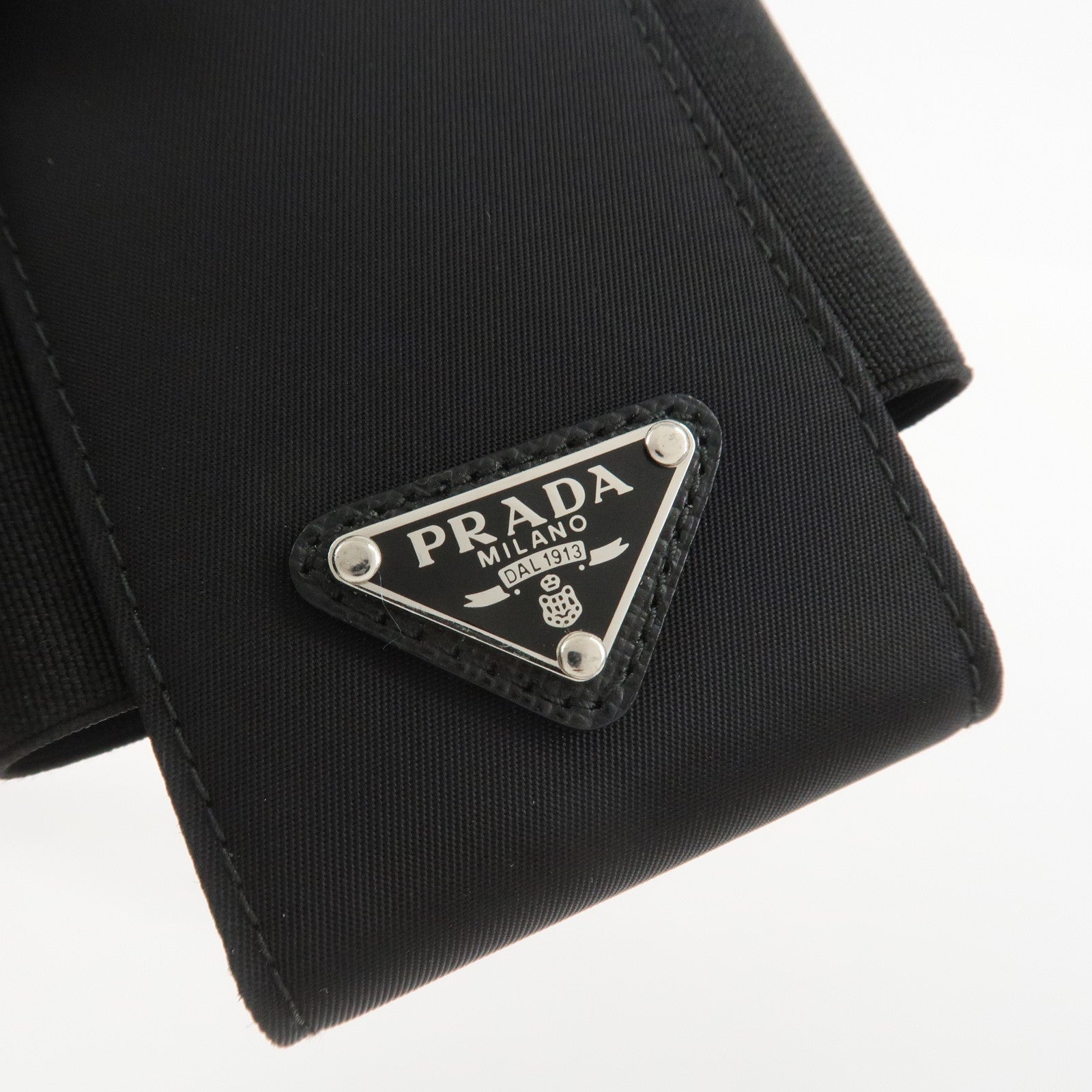 PRADA Triangle Logo Nylon Leather Phone Case Black 1ZT023