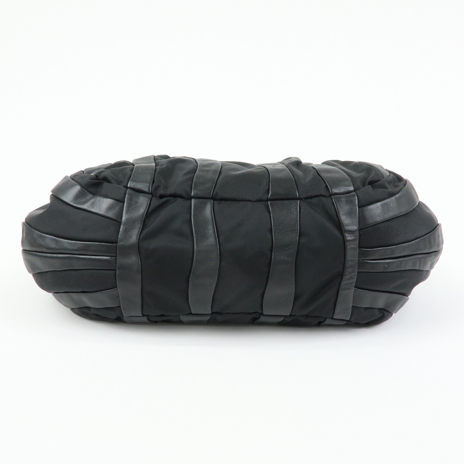 PRADA Leather Nylon Shoulder Bag Hand Bag Black BR4006
