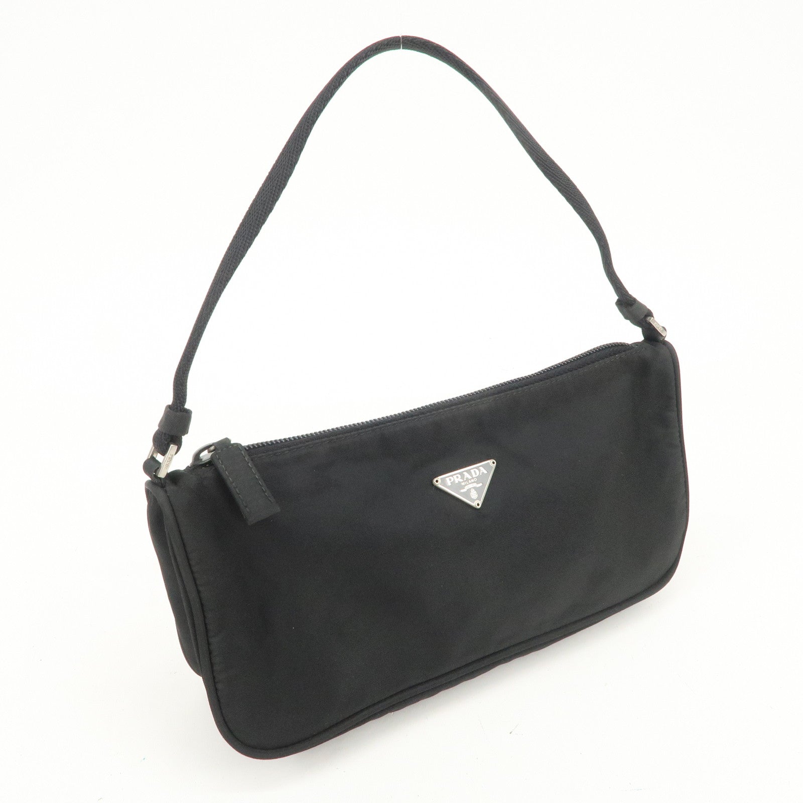 PRADA Triangle Logo Nylon Pouch Hand Bag Cosmetic Pouch Purse MV633