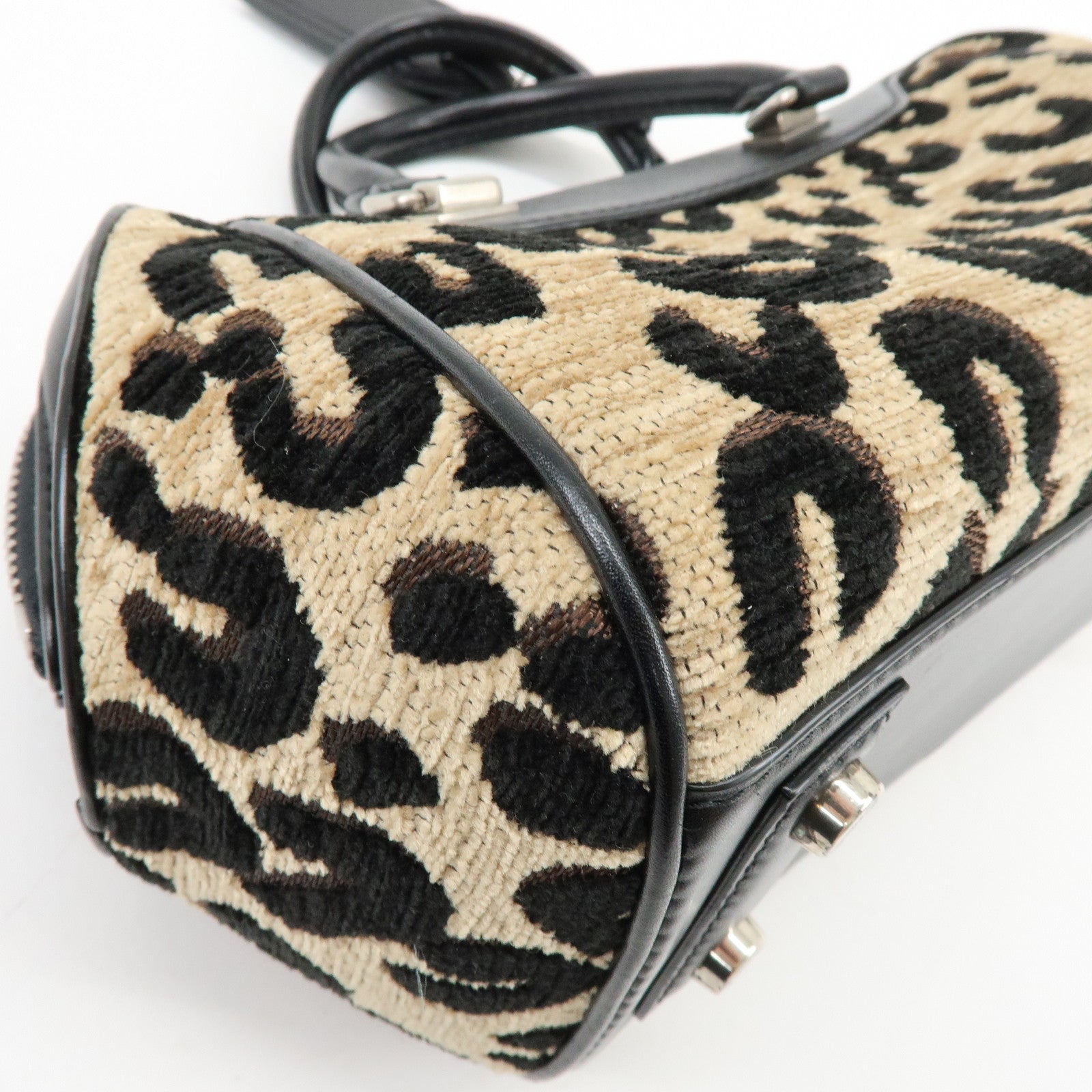 Louis Vuitton Jacquard Canvas Leather Leopard Baby Hand Bag M94257