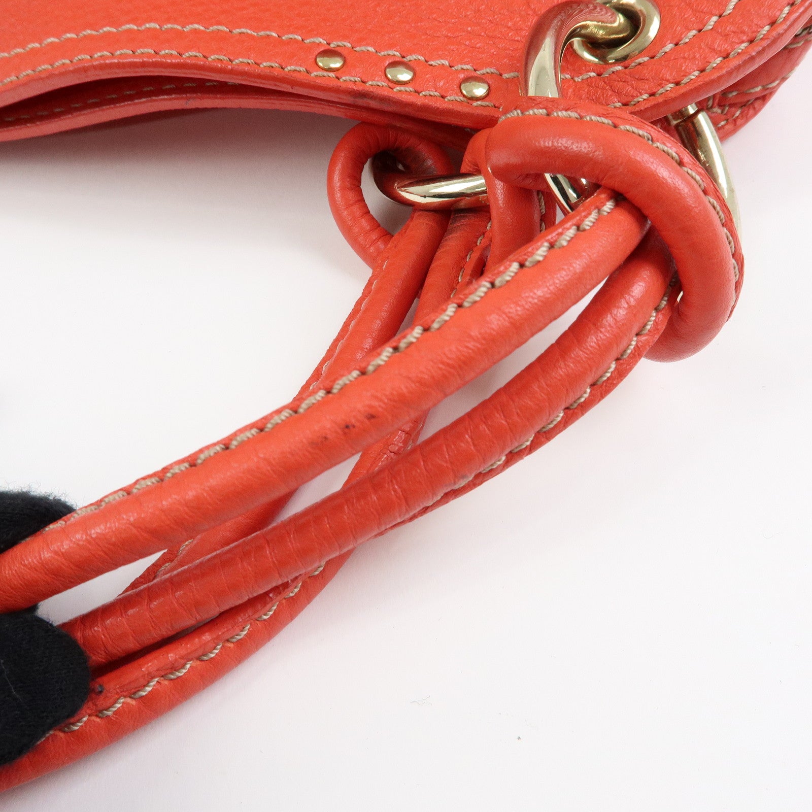 CELINE Bittersweet Leather Shoulder Bag Hand Bag Tote Bag Red
