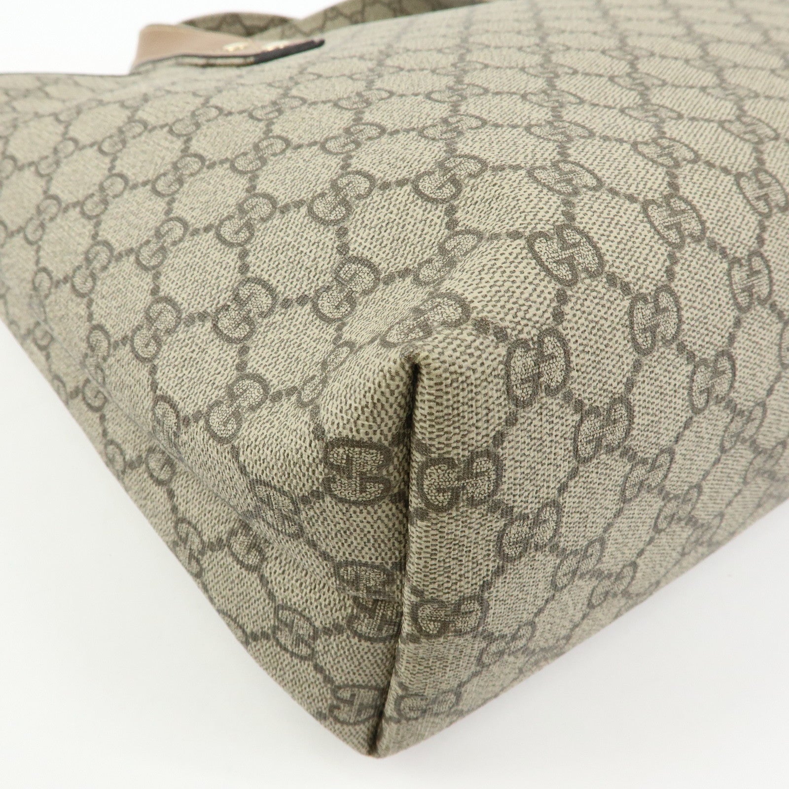 GUCCI Sherry GG Supreme Leather Tote Bag Beige Brown 211134