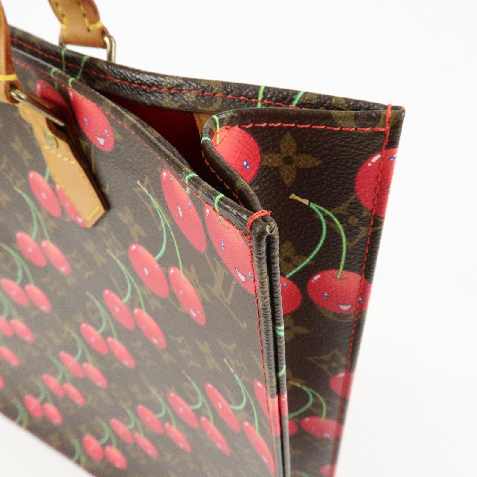 Louis Vuitton Monogram Cherry Sac Plat Tote Bag Brown Cherry M95010