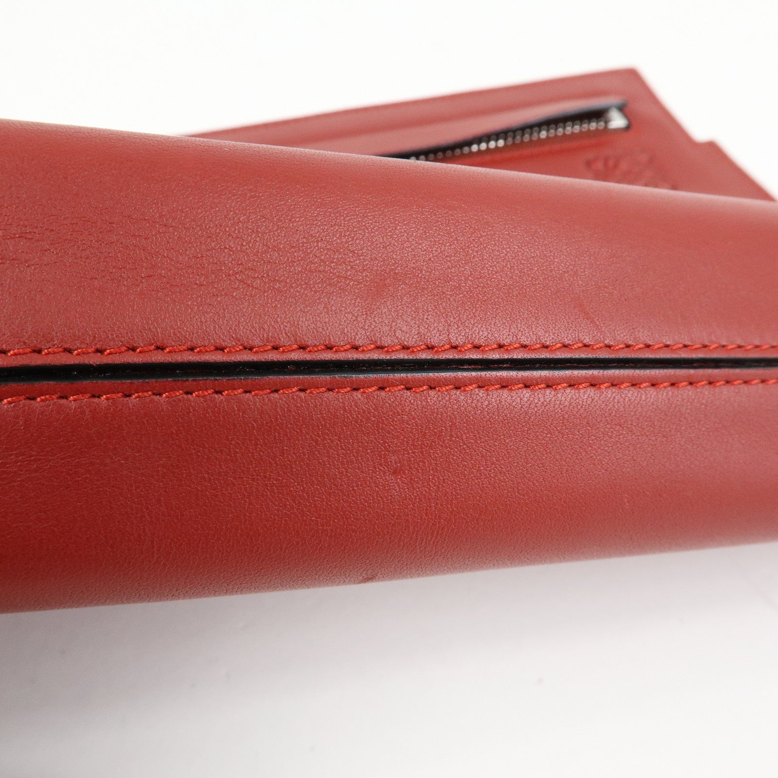 LOEWE Anagram Leather Pouch Clutch Bag Bordeaux Red