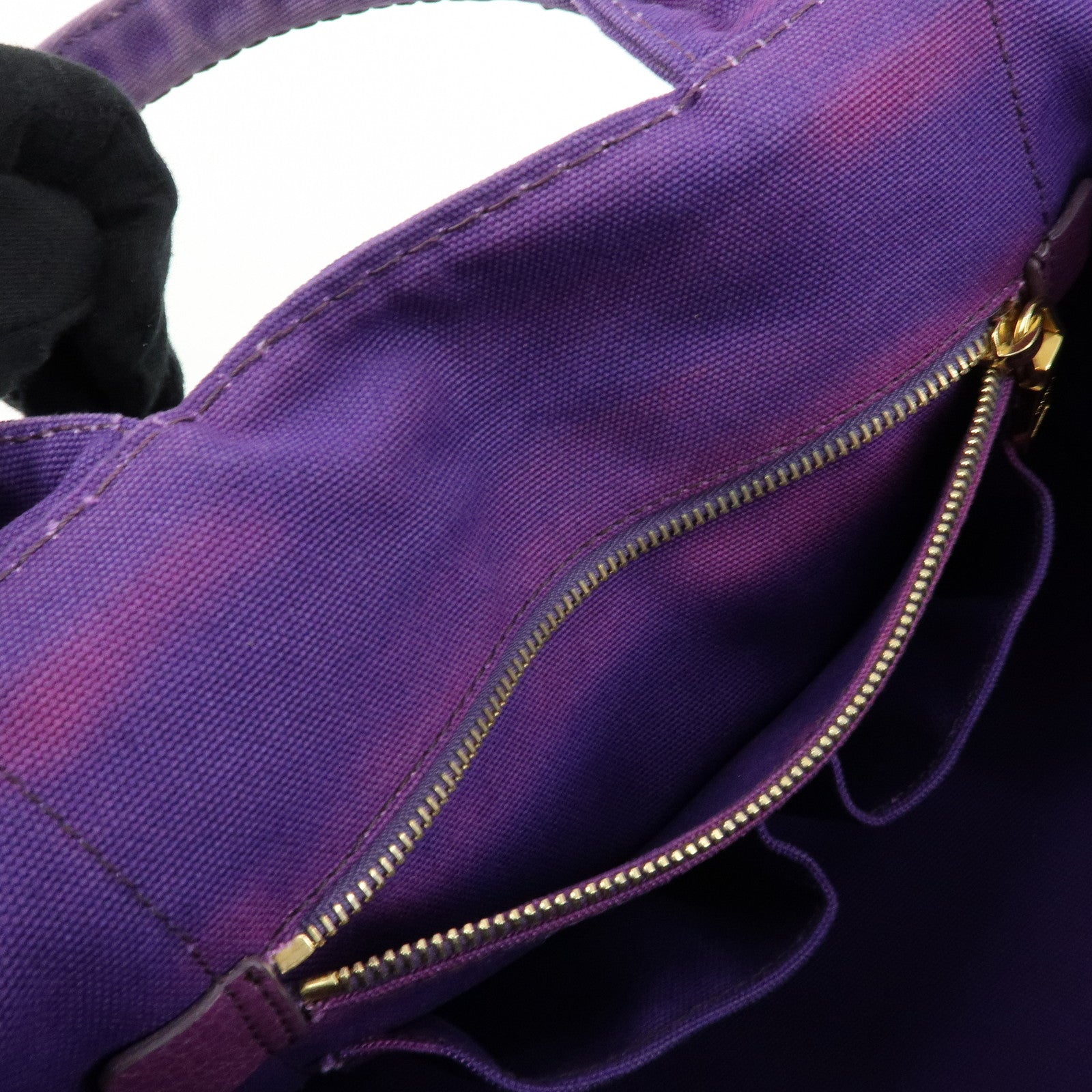 PRADA Canapa Triangle Logo Canvas Tote Bag Hand Bag Purple B1877B