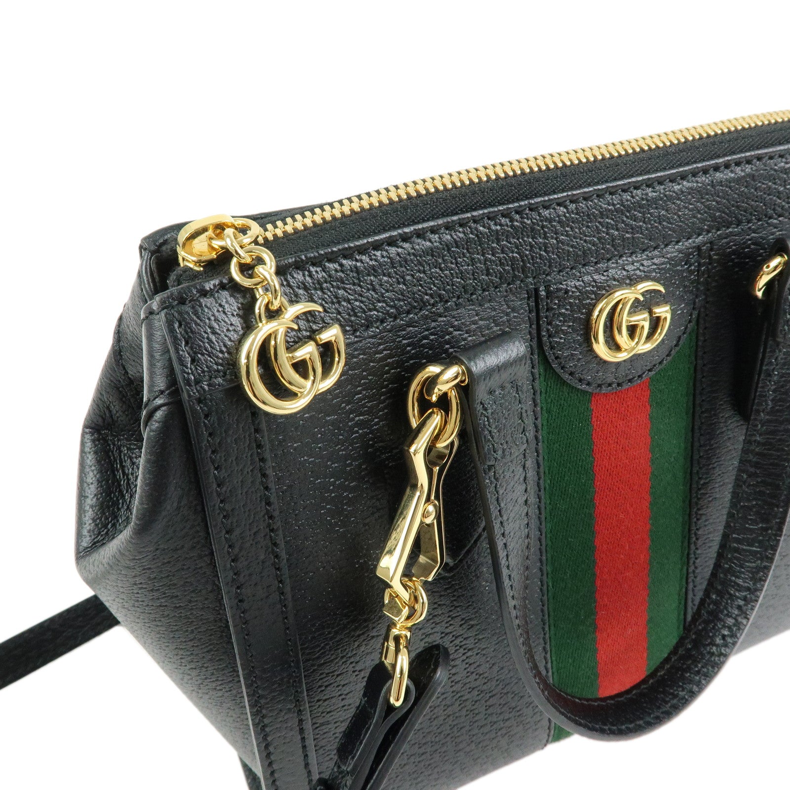 GUCCI Ophidia Sherry Leather 2Way Bag Hand Bag Black 719882