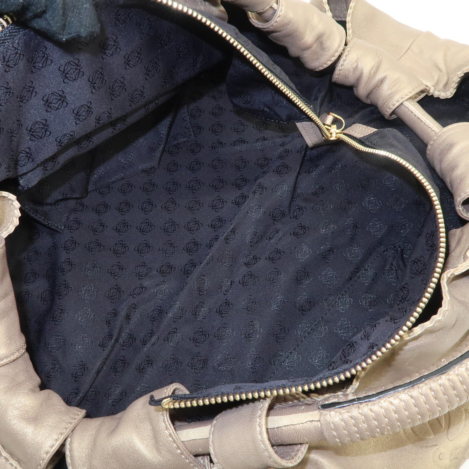 LOEWE Anagram Leather Nappa Aire Hand Bag Tote Bag Gold Used