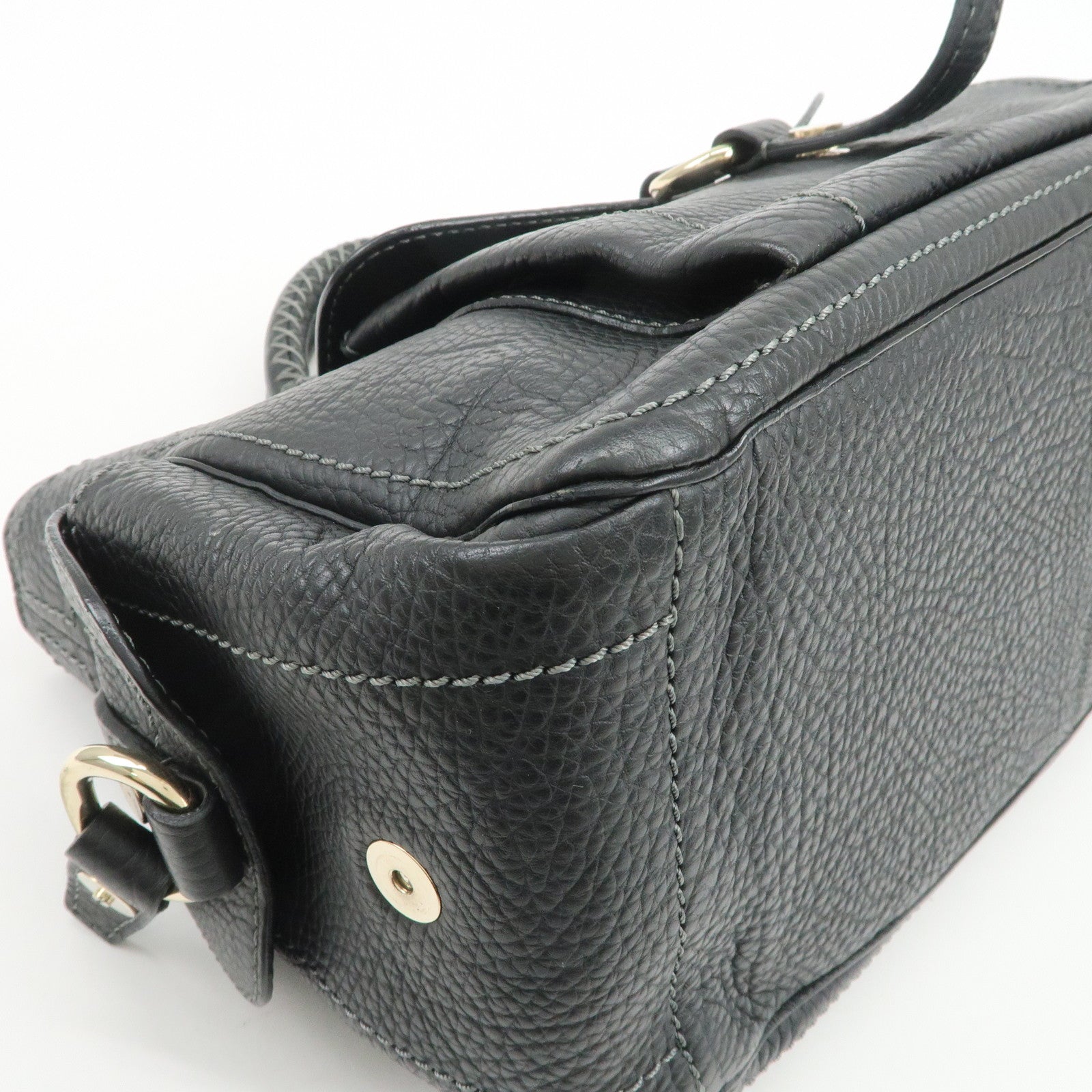 CELINE Logo Leather Boogie Bag Hand Bag Tote Bag Black