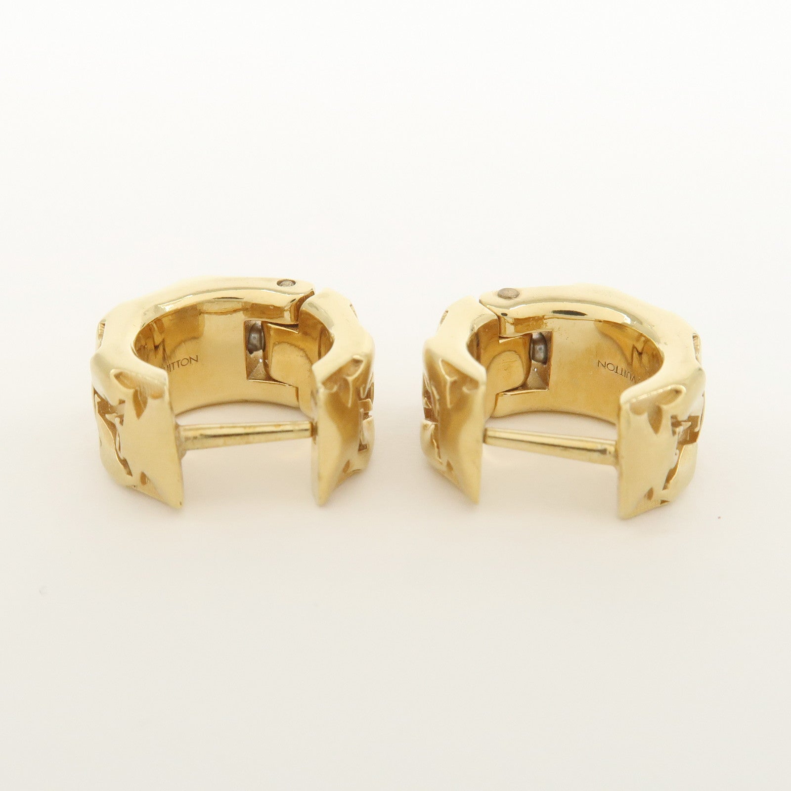 Louis Vuitton LV Logo Metal Earrings Gold M00812