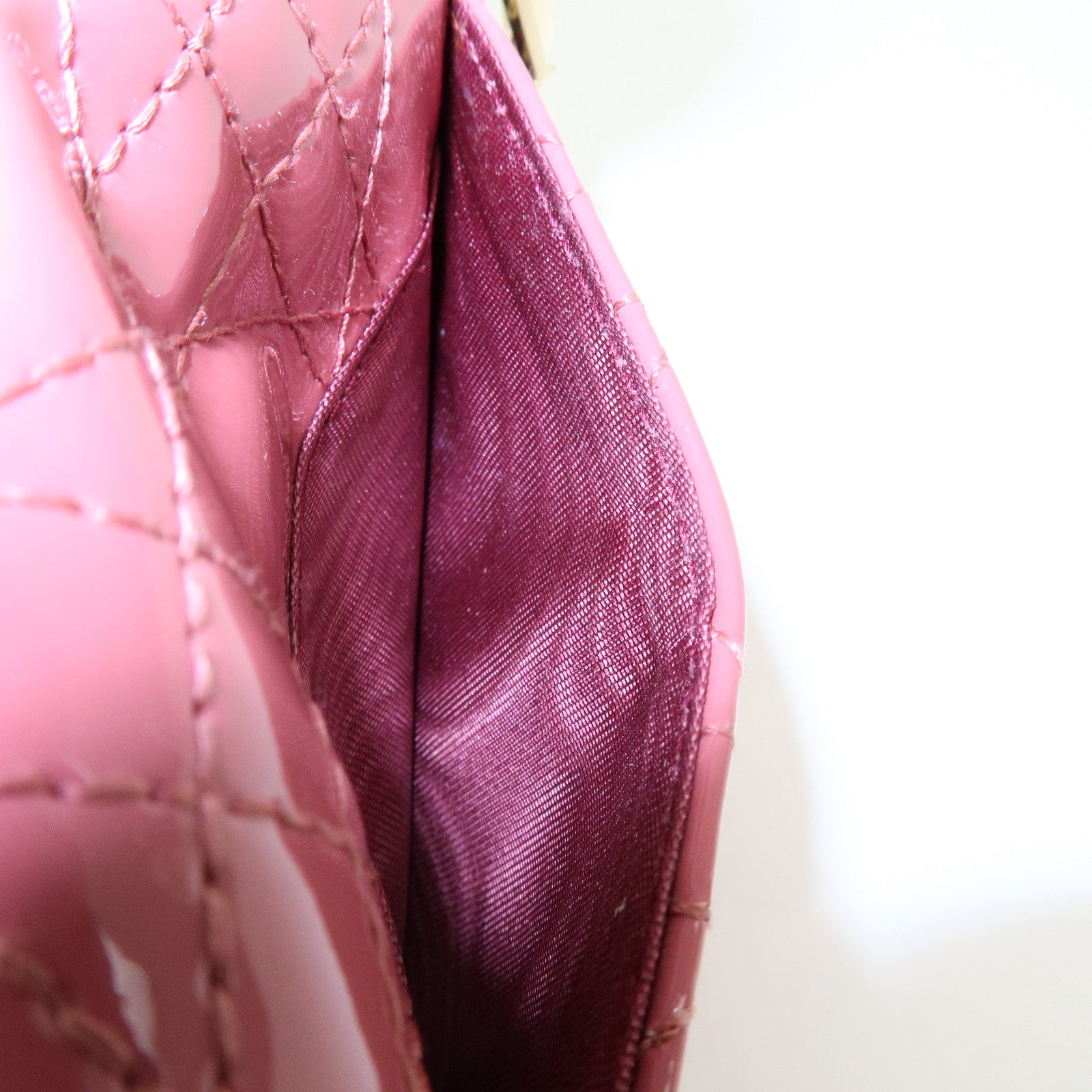 Christian Dior Canage Patent Leather Compact Wallet Pink