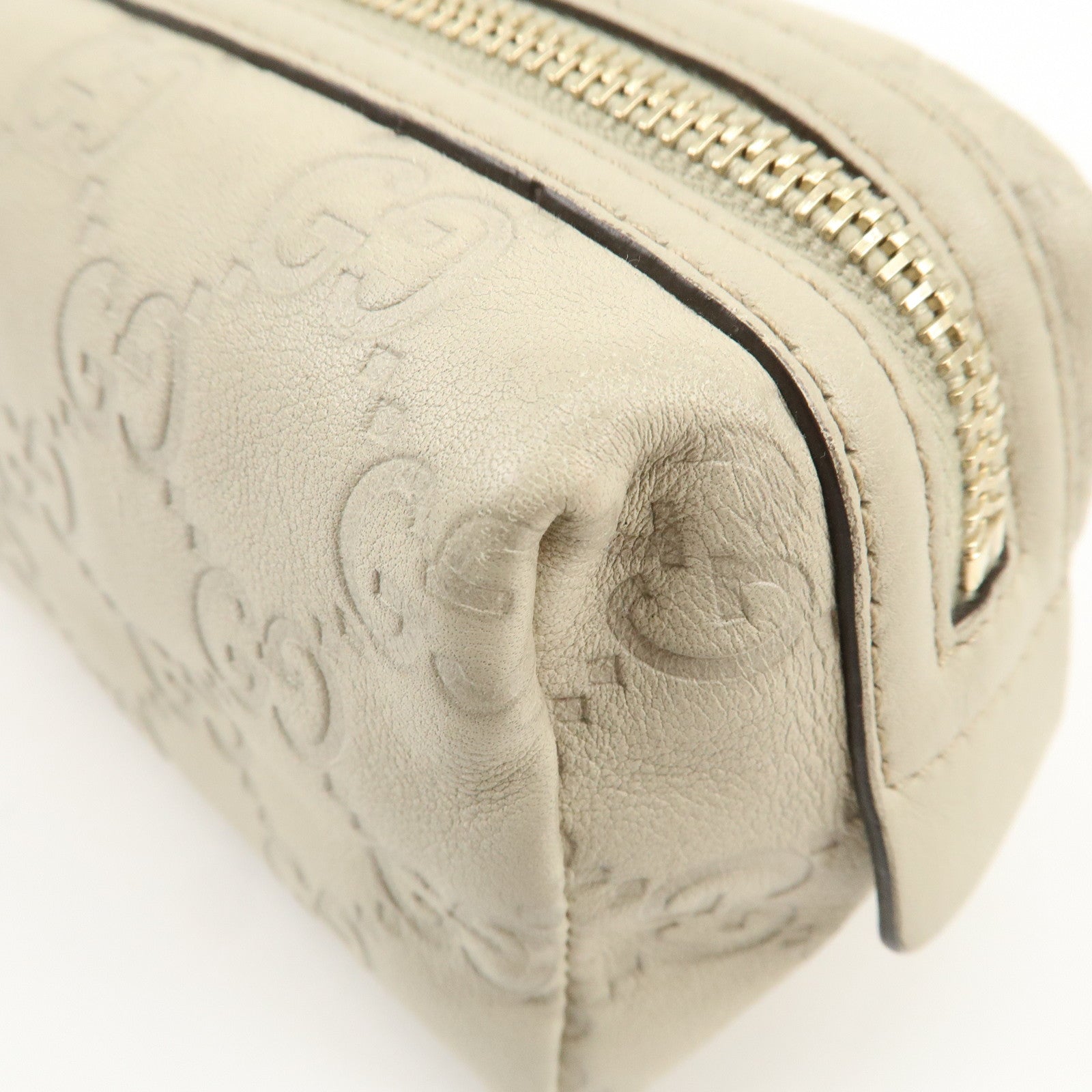 GUCCI Guccissima Leather Pouch Cosmetic Pouch Purse Ivory 153228