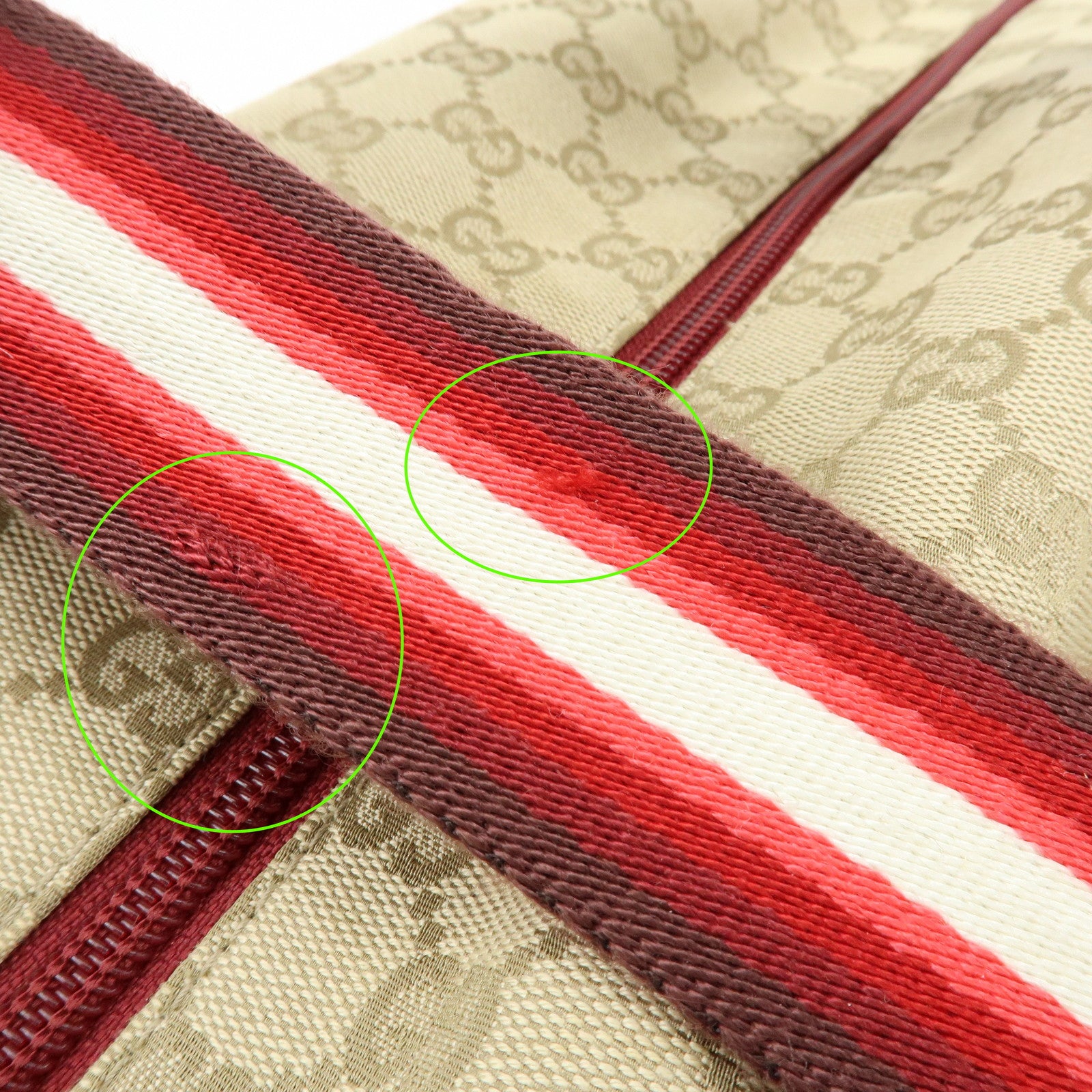 GUCCI GG Canvas Leather Boston Bag Shoulder Bag Beige Red 153240