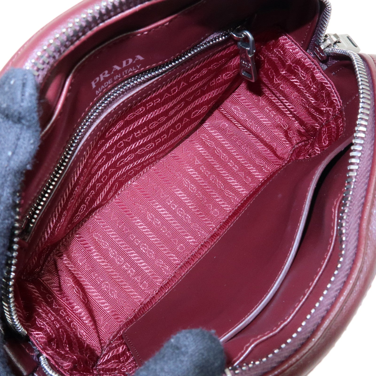 PRADA Leather Chain Shoulder Bag Crossbody Bag Bordeaux 1BH083