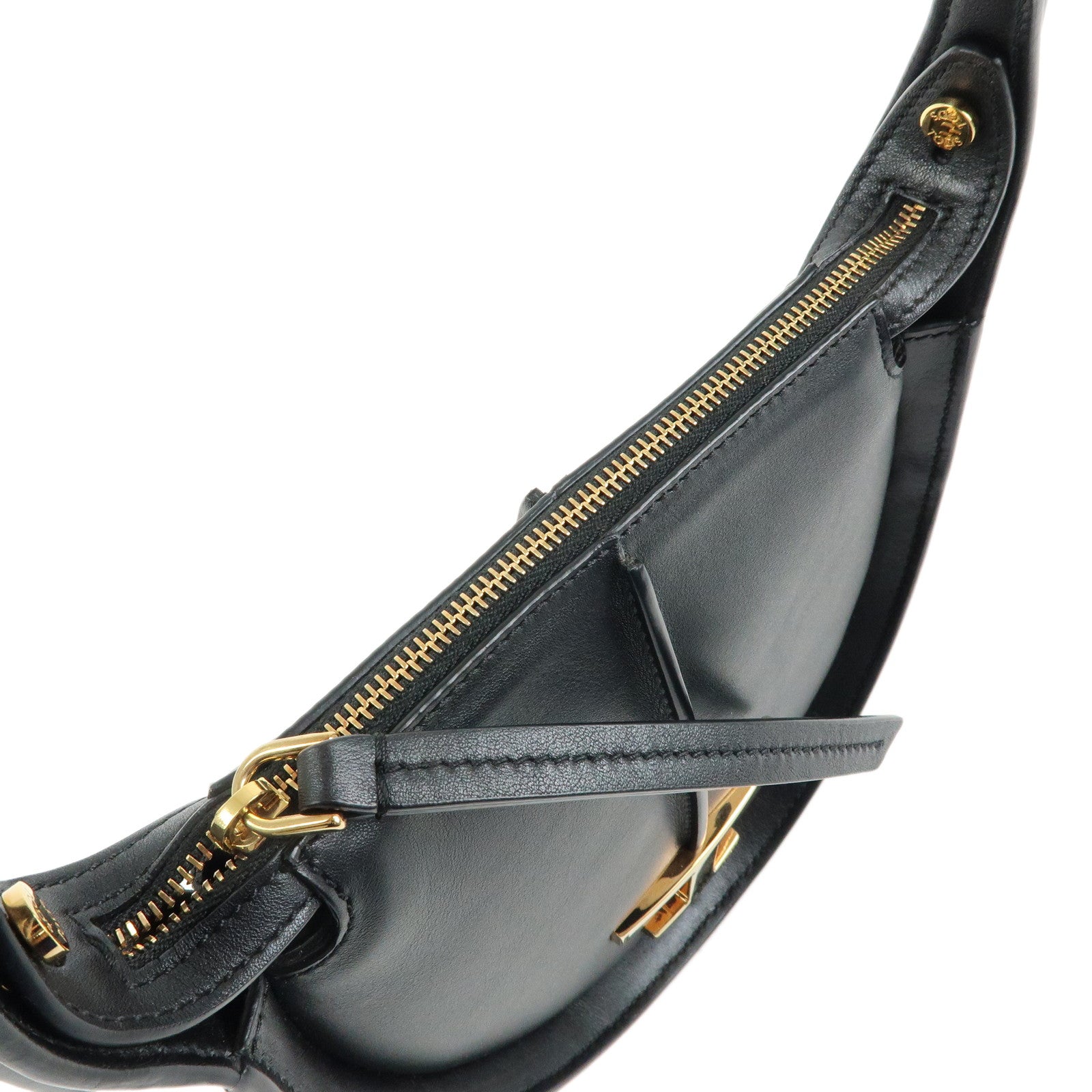 TOD'S T Timeless SACCA LUNA MICRO Leather Hand Bag Black