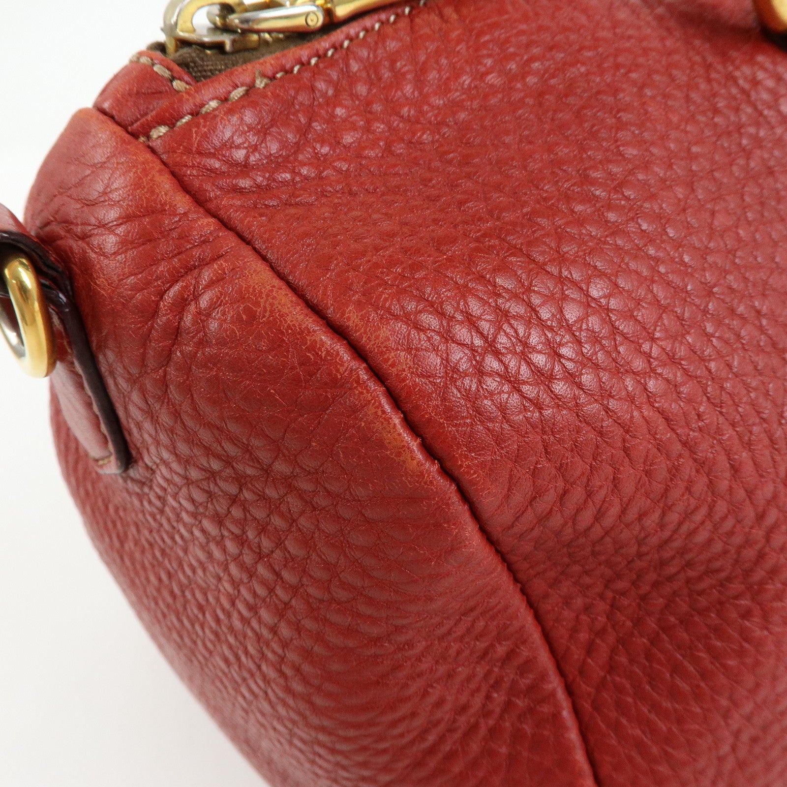 PRADA Logo Calf Leather 2Way Bag Hand Bag Shoulder Bag Red