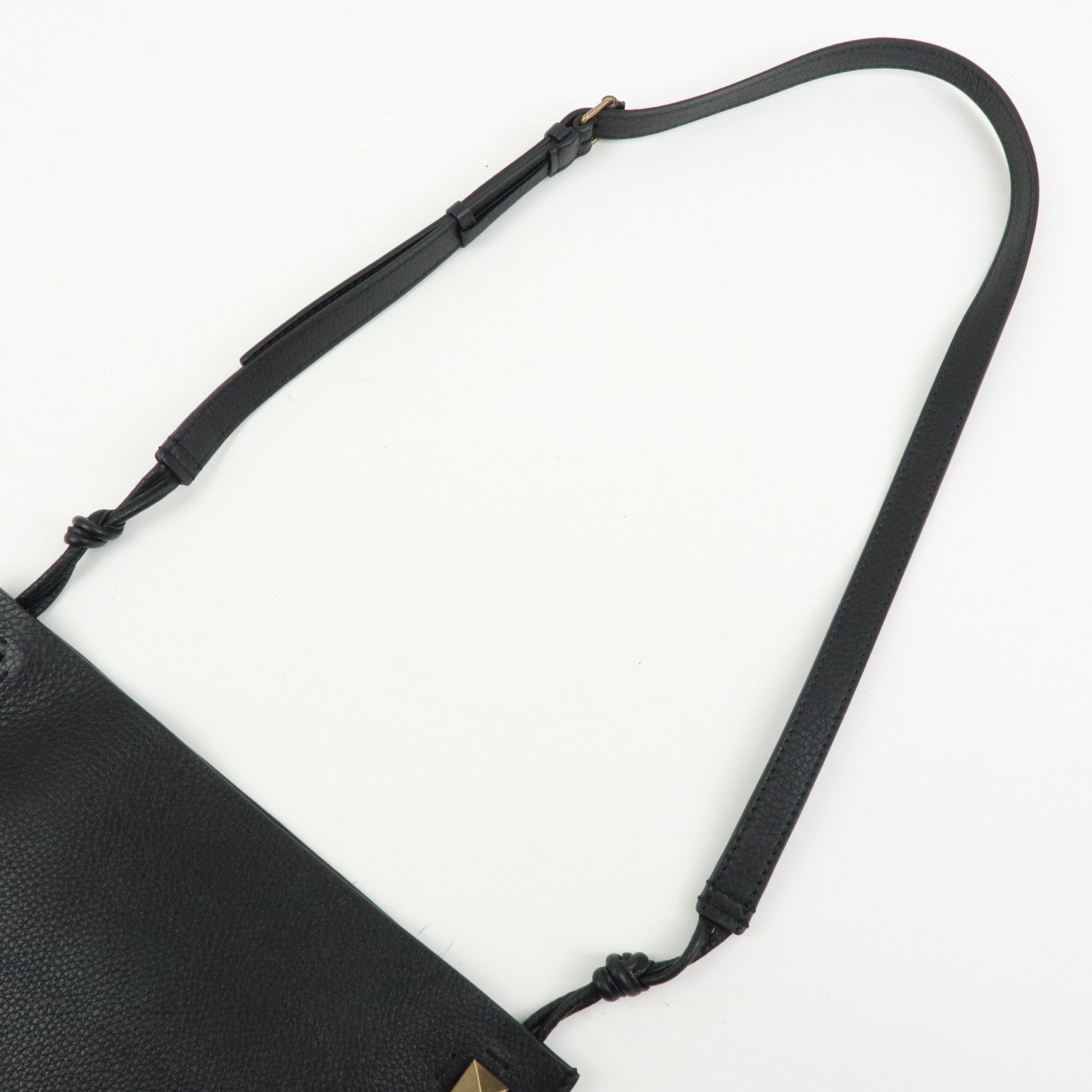 VALENTINO Studs Leather Shoulder Bag Crossbody Bag Black