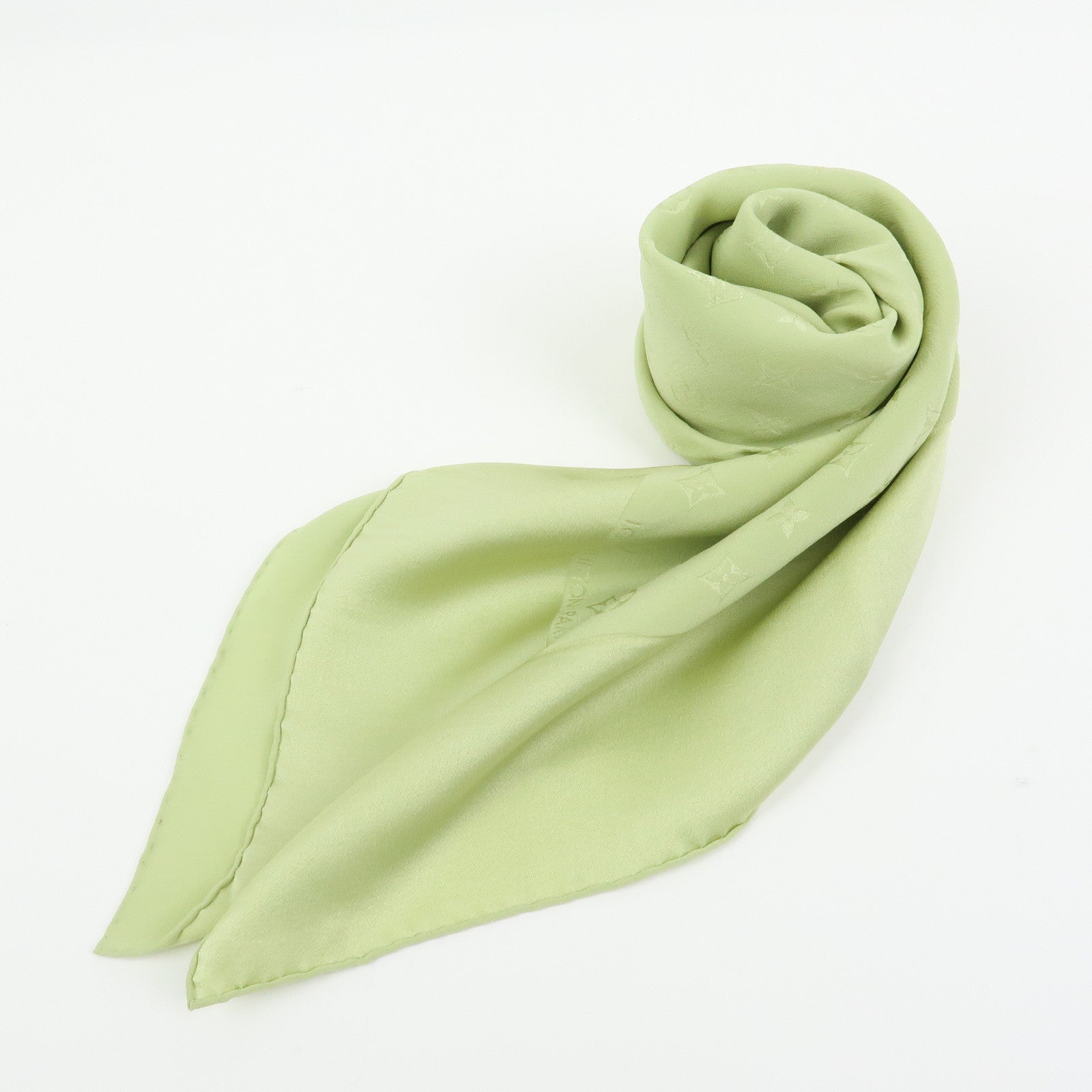 Louis Vuitton Monogram Silk 100% Scarf 85x85 Light Green