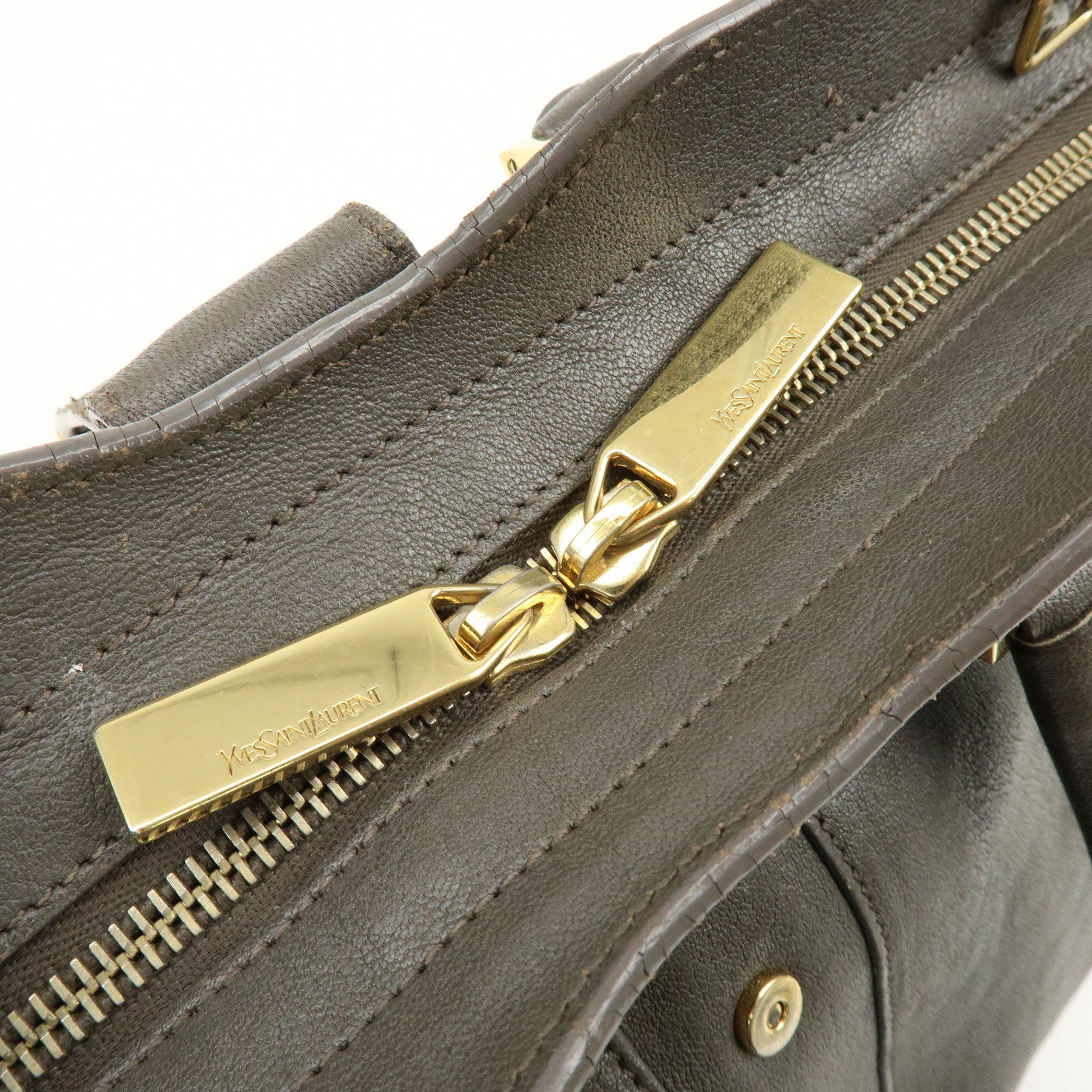 SAINT LAURENT PARIS Cabas Chyc Leather 2WAY Bag Gray 370699