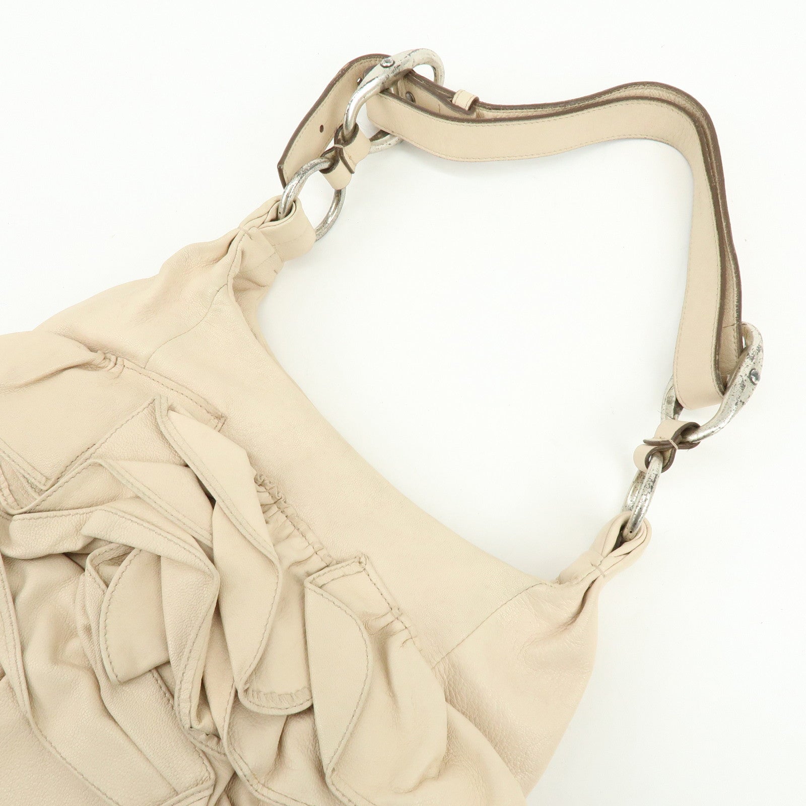 SAINT LAURENT PARIS YSL Nadja Shoulder Bag Light Beige 112937