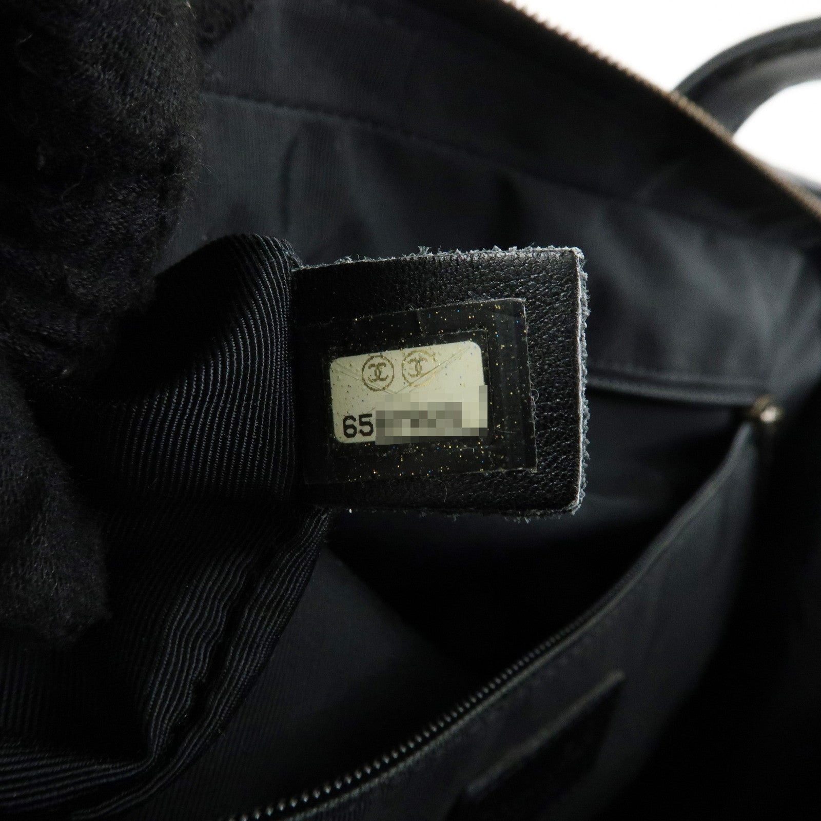 CHANEL Wild Stitch COCO Mark Leather Hand Bag Tote Bag Black A14693