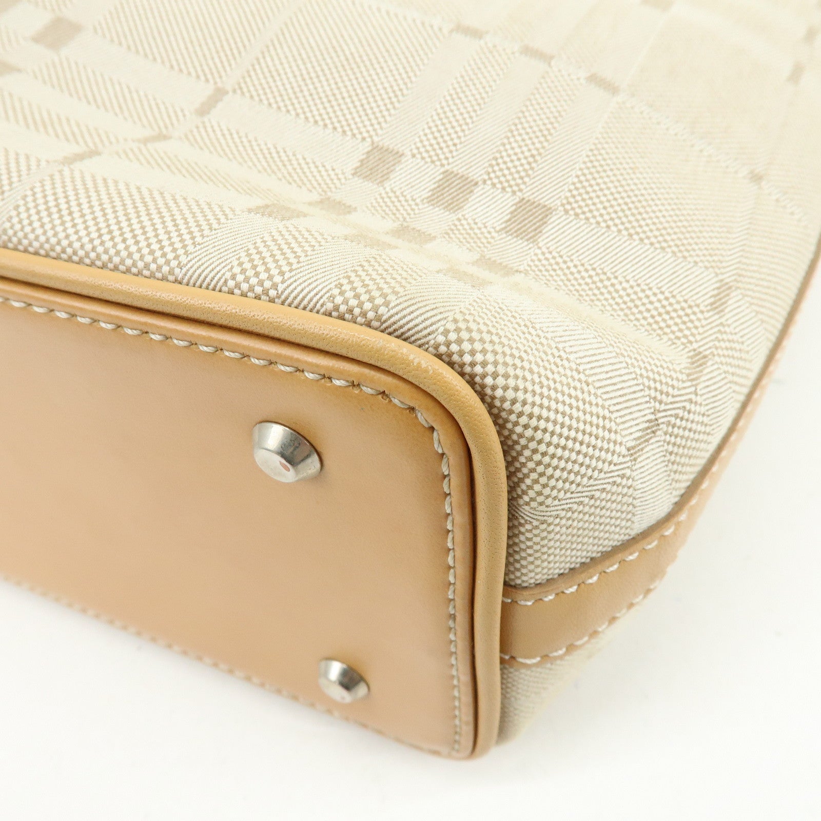 BURBERRY Canvas Leather Tote Bag Hand Bag Beige Light Beige