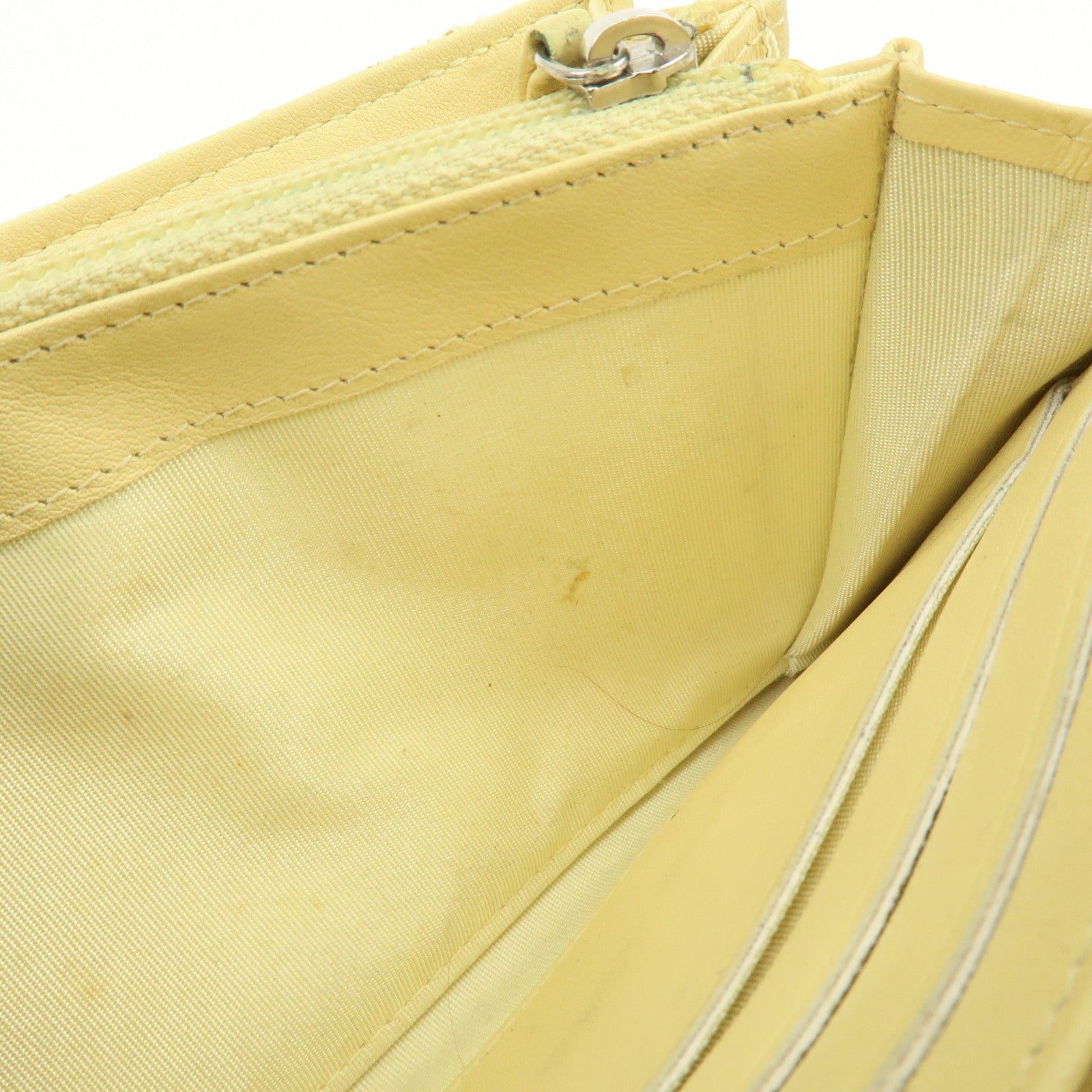 CHANEL Deauville COCO Mark Raffia Leather Long Wallet Yellow