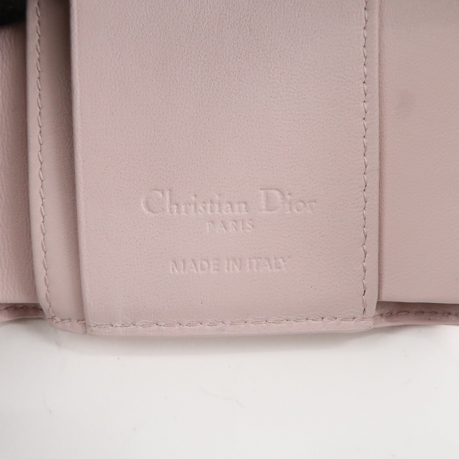 Christian Dior Cannage Leather Compact Wallet Pink Used