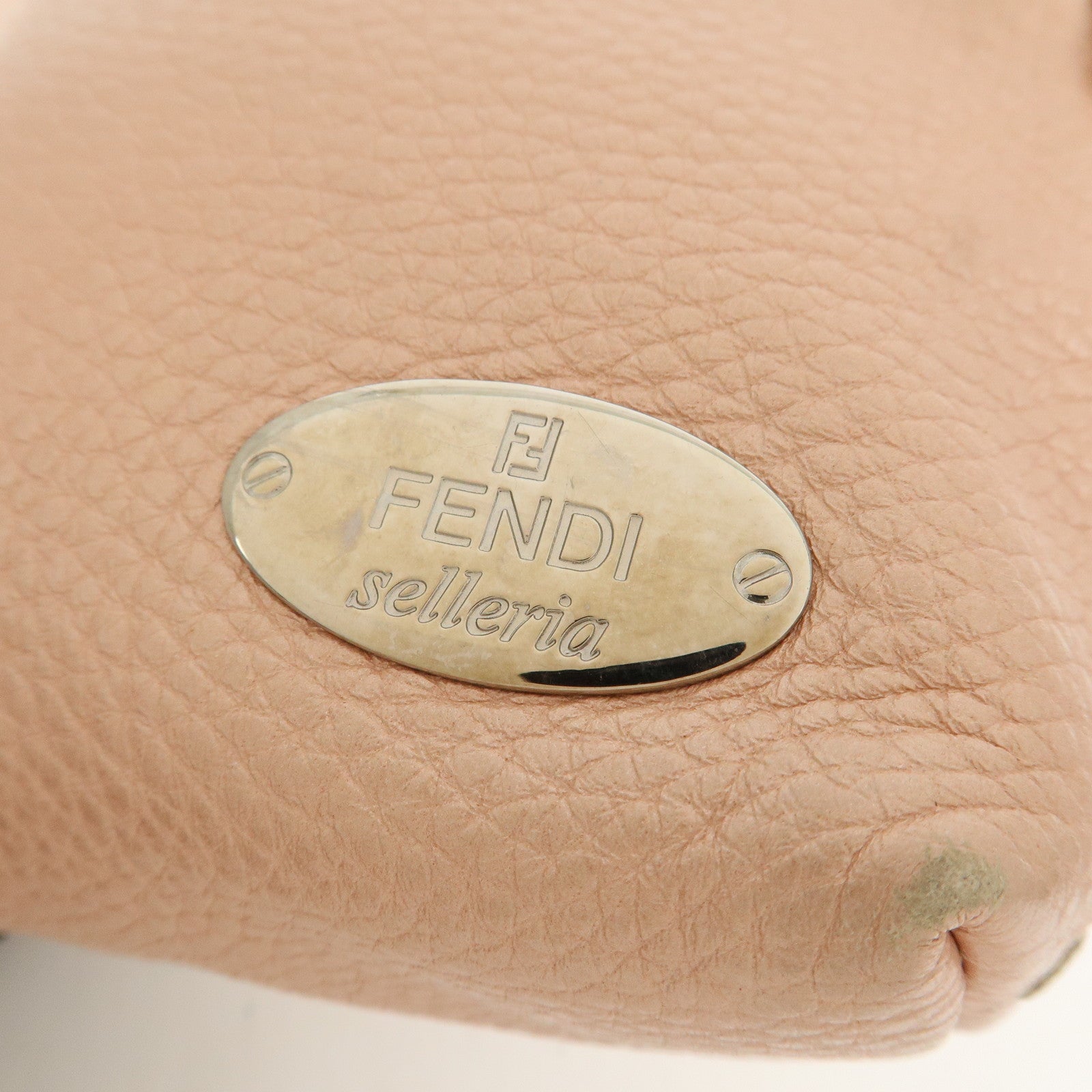 FENDI Set Of 2 Leather Zucchino Canvas Pouch Pink 8N0036 7N0038