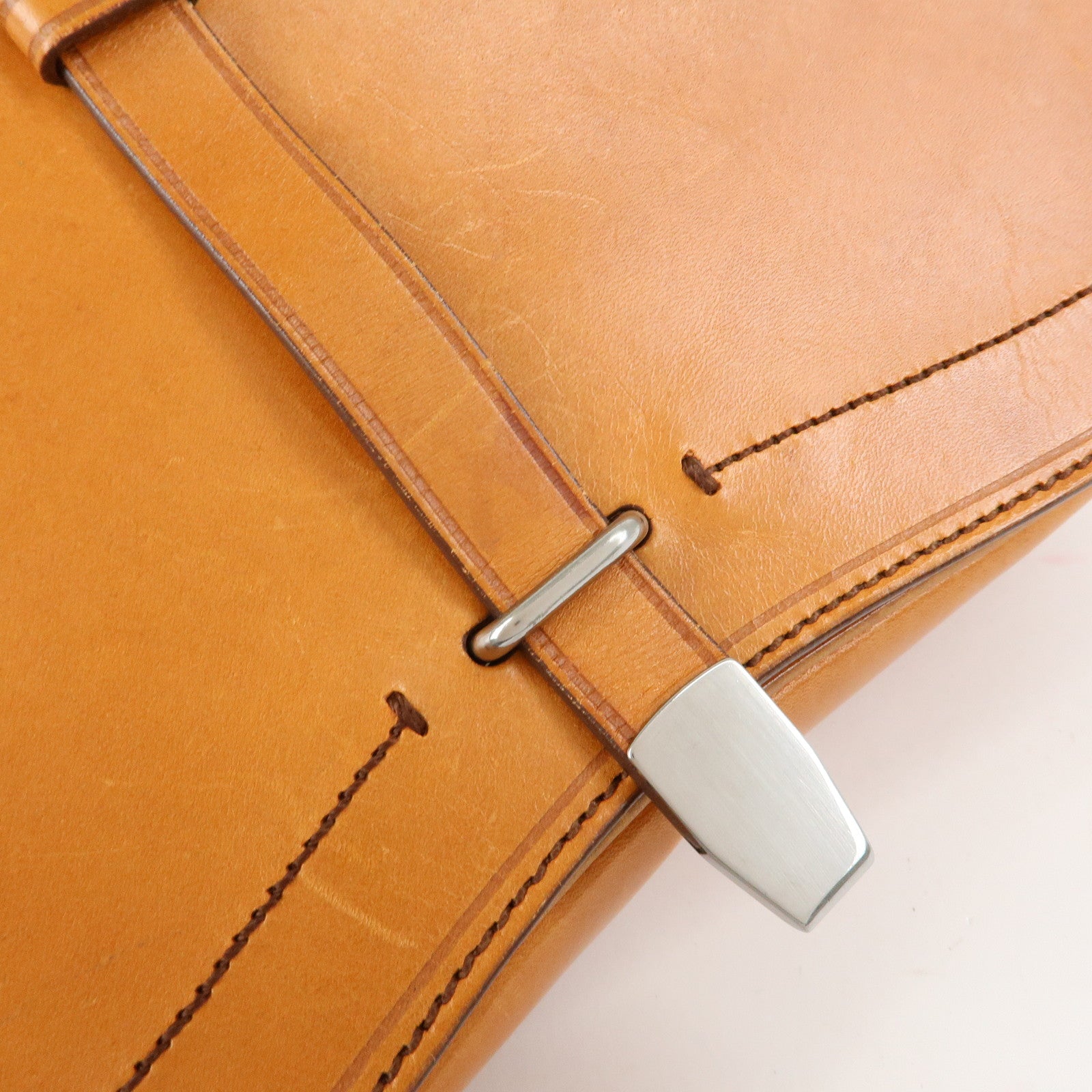 PRADA Logo Leather Shoulder Bag Hand Bag Brown