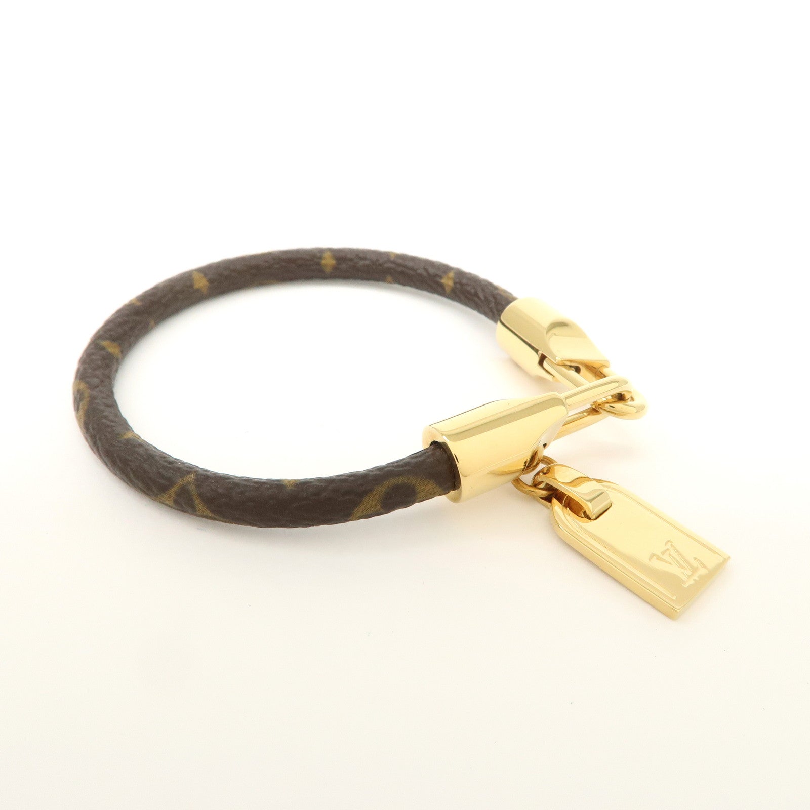 Louis Vuitton Monogram Bracelet Lock It Monogram Brown Gold M6605F Used