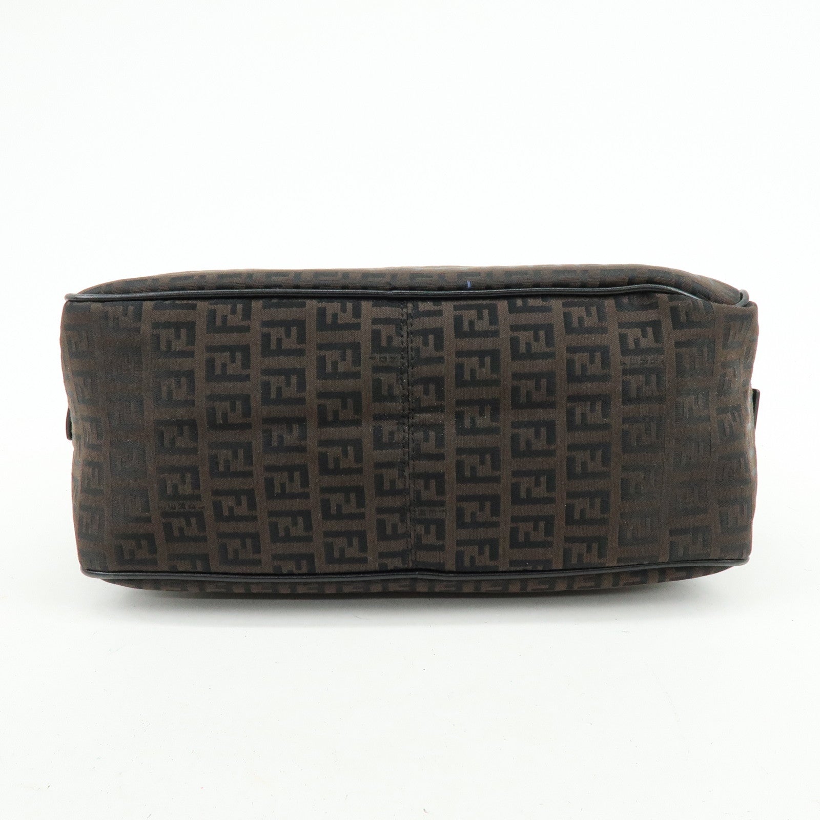 FENDI Zucchino Canvas Leather Hand Bag Boston Bag Brown 8BN005