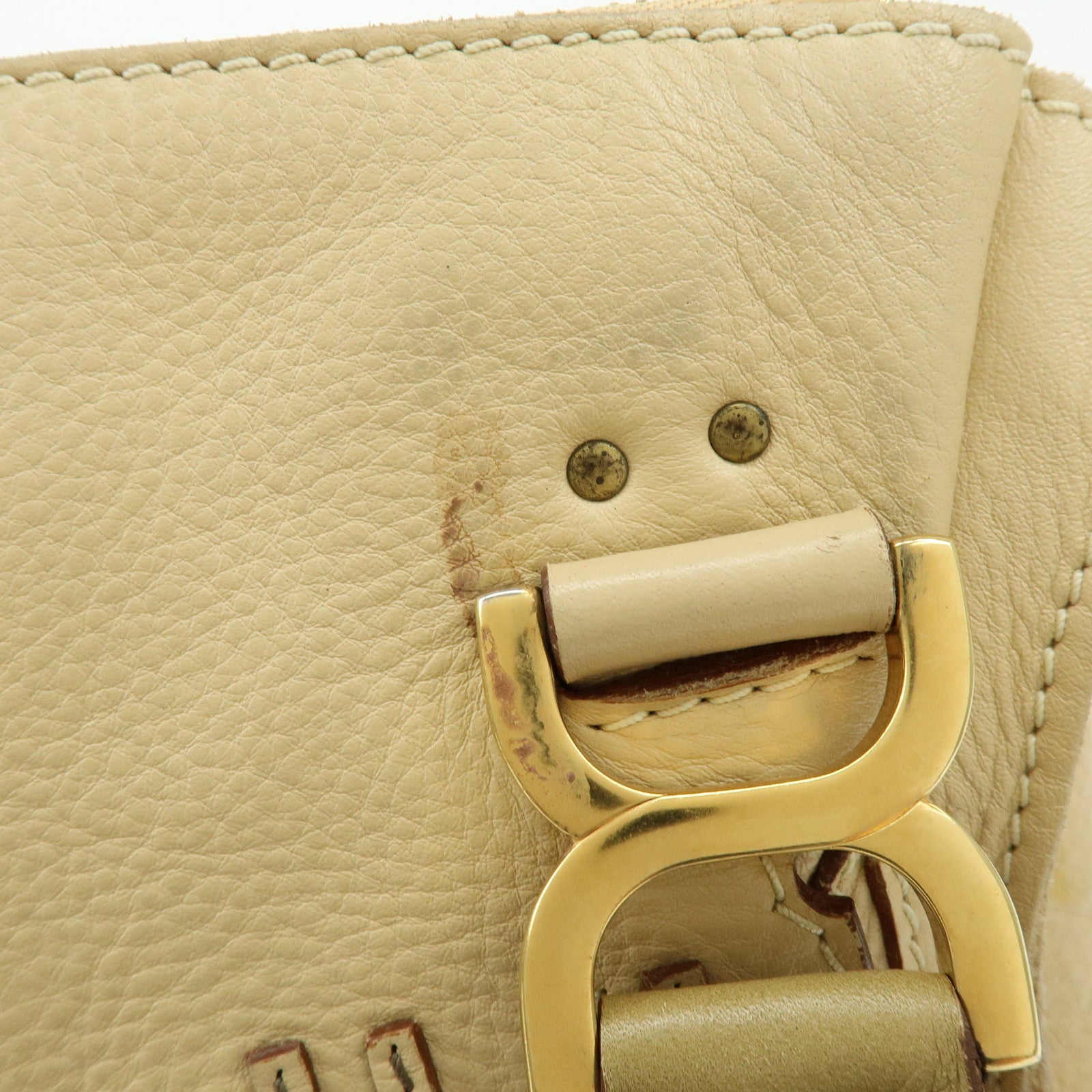 Chloe Mercy Leather Shoulder Bag Hand Bag Beige