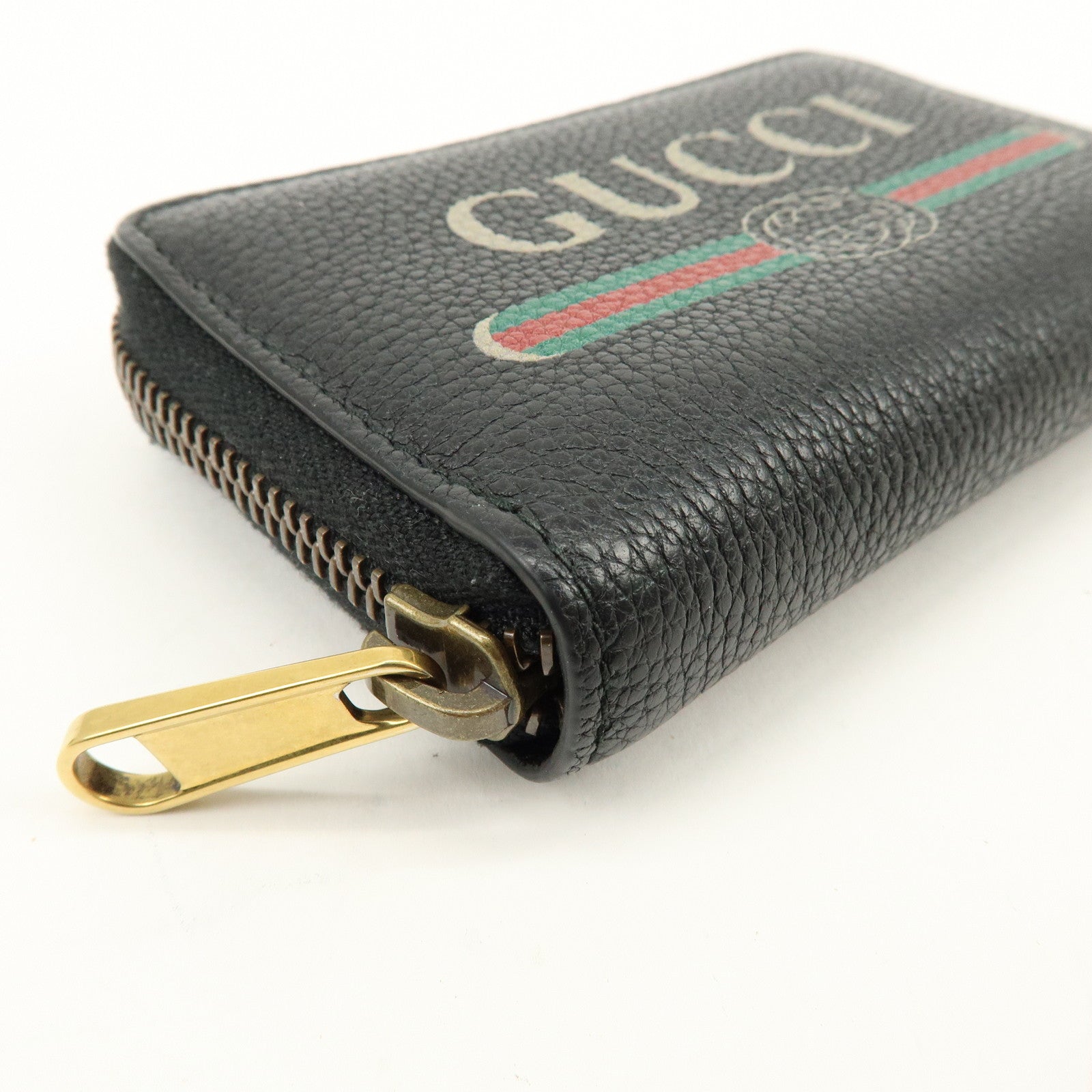 GUCCI Sherry GG Marmont Leather Zippy Card Case Black 496319