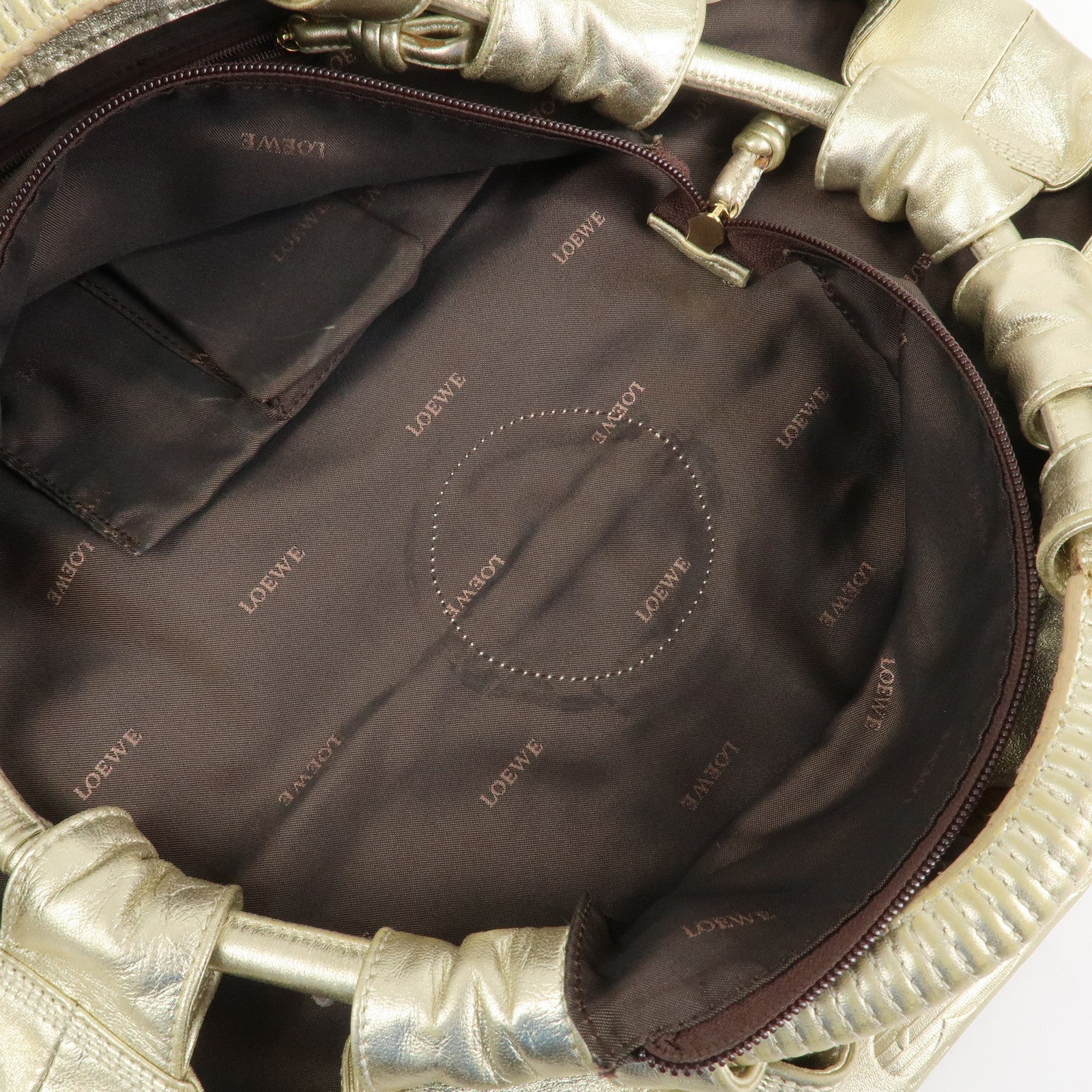 LOEWE Anagram Leather Nappa Aire Hand Bag Tote Bag Gold