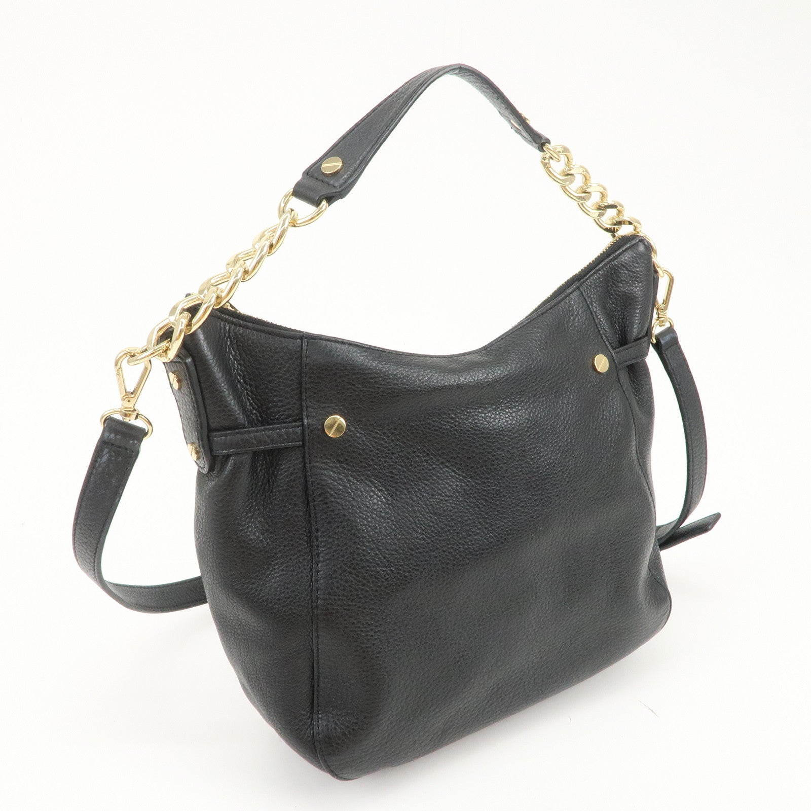 MICHAEL KORS Logo Leather 2Way Bag Hand Bag Shoulder Bag Black