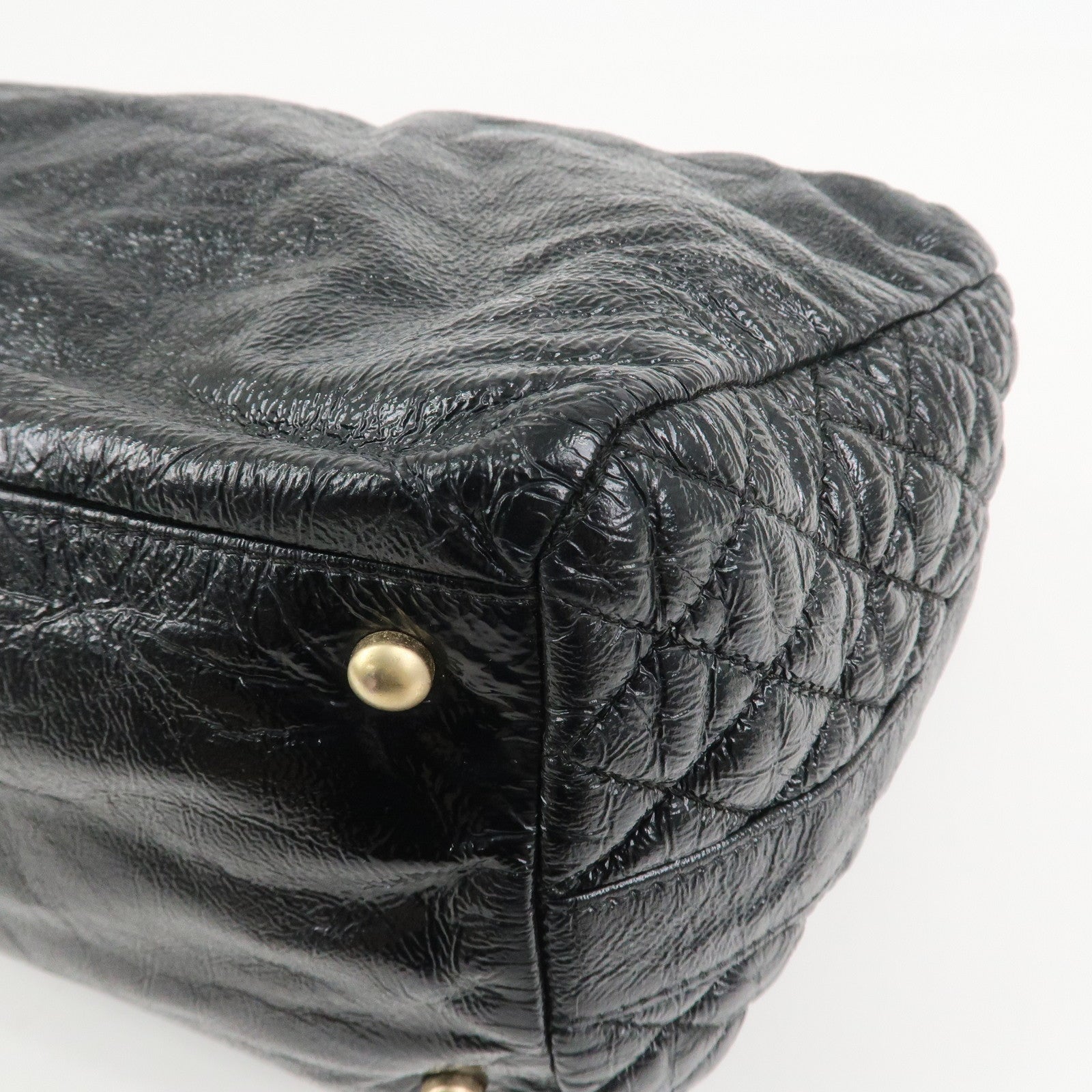 CHANEL Leather Chain Shoulder Bag Hand Bag Black Gold