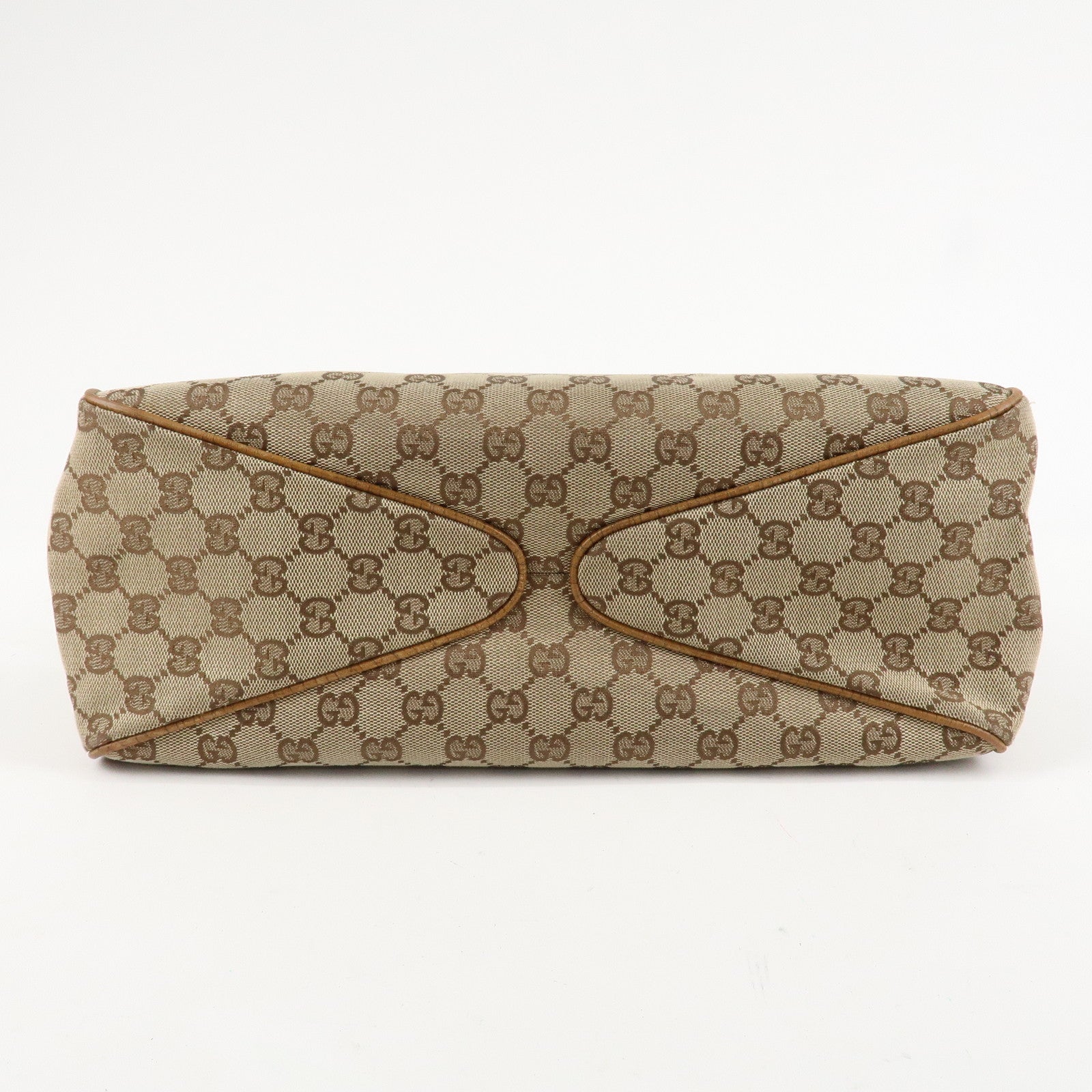 GUCCI GG Canvas Wood Handle Shoulder Bag Hand Bag Beige 106494 Used