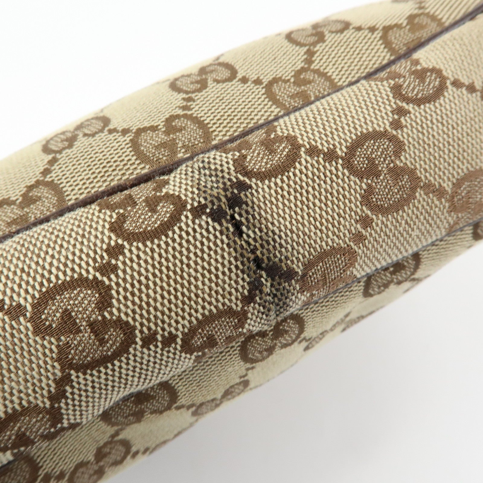 GUCCI GG Canvas Leather Shoulder Bag Hand Bag Beige Brown 154395