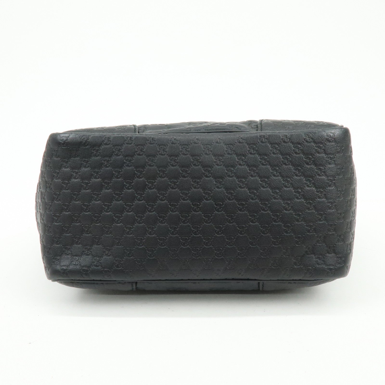 GUCCI Interlocking G Micro Guccissima Leather Hand Bag Black 353119