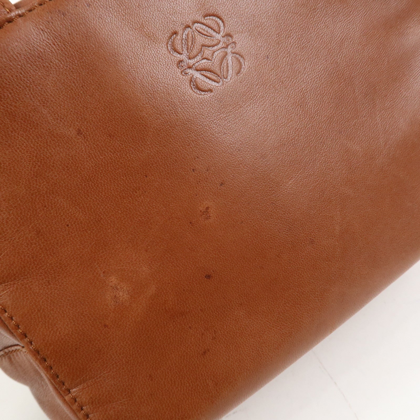 LOEWE Anagram Logo Leather Hand Bag Boston Bag Brown