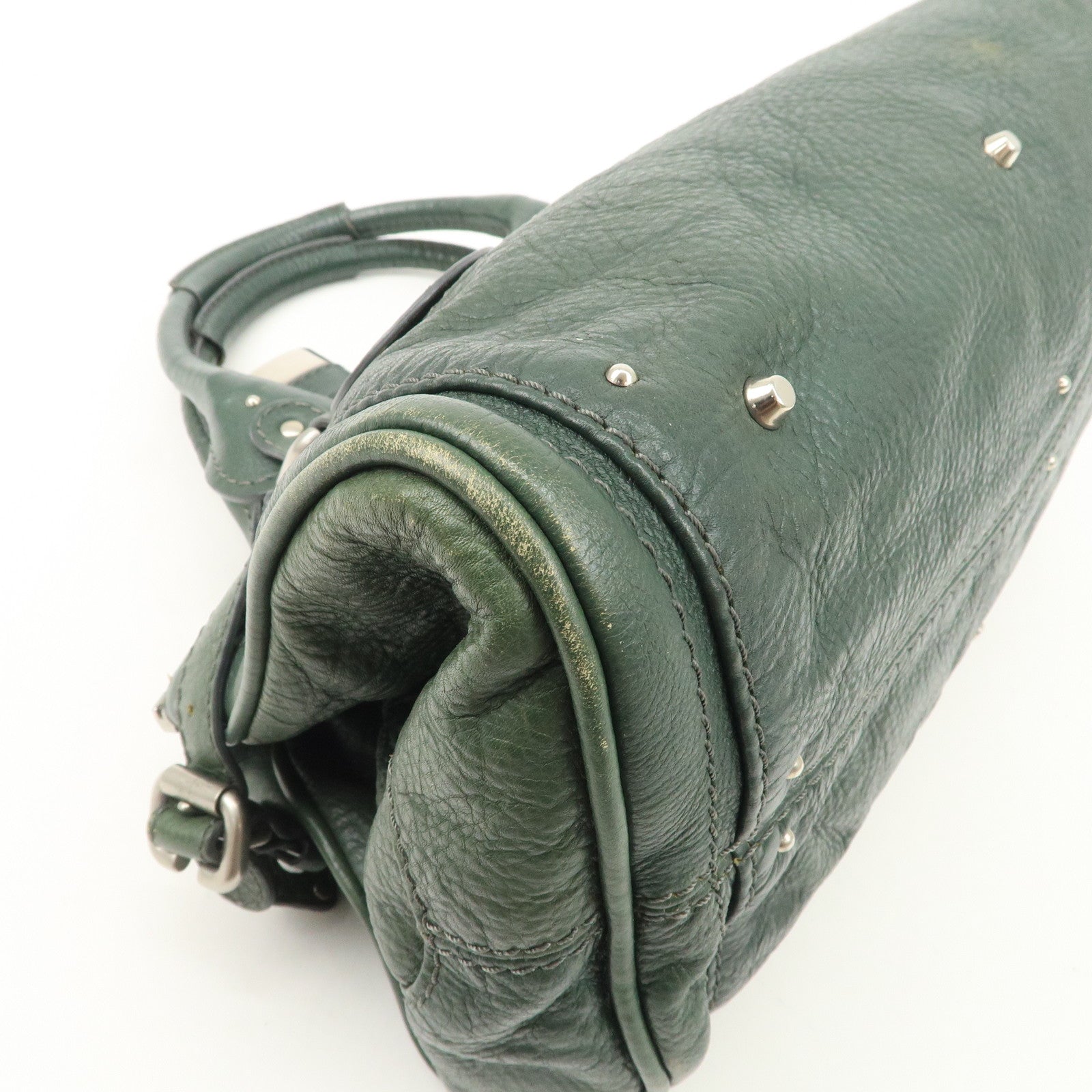 Chloe Padington Leather Hand Bag Shoulder Bag Green - Used