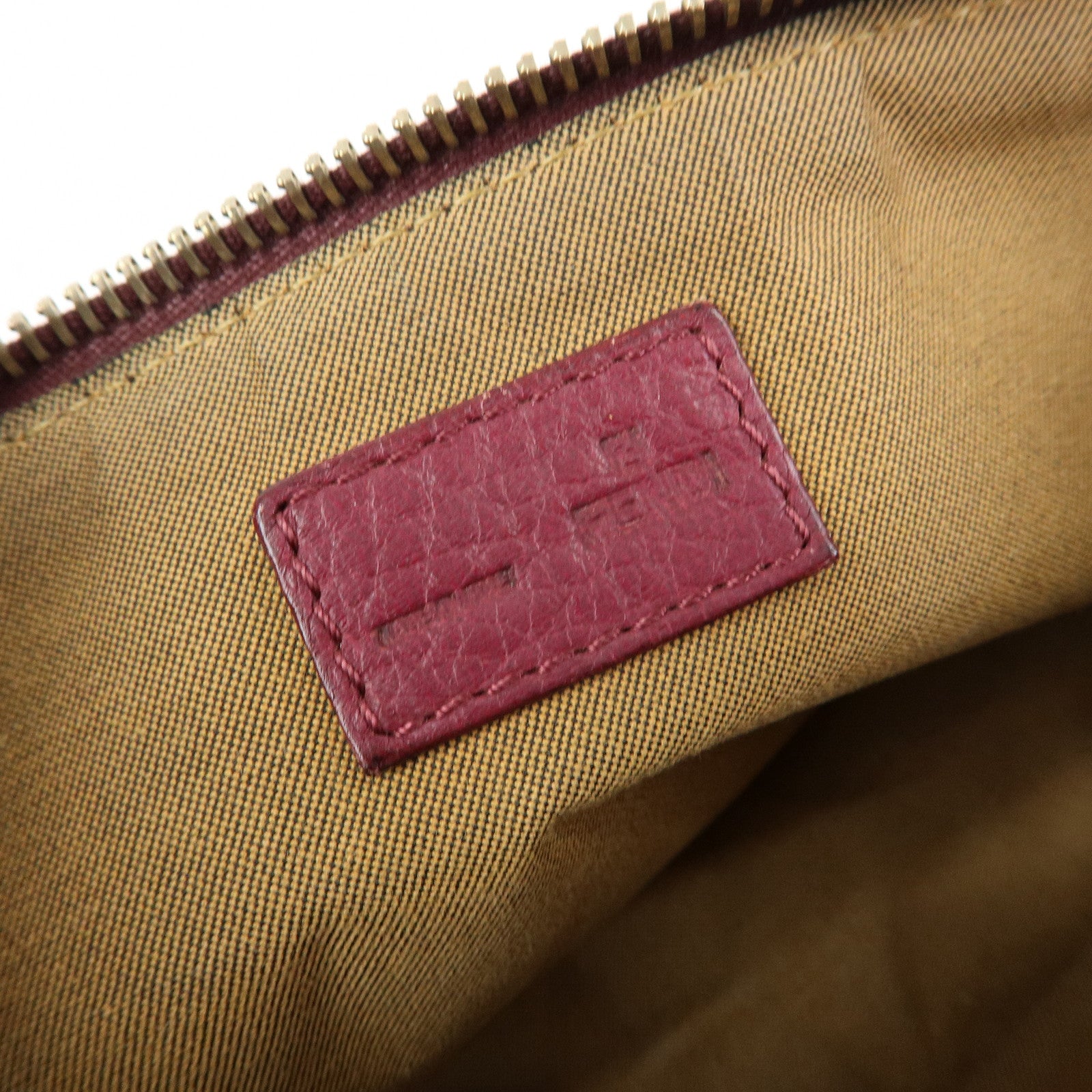 FENDI Zucchino Canvas Leather Hand Bag Pouch Brown 8BR513