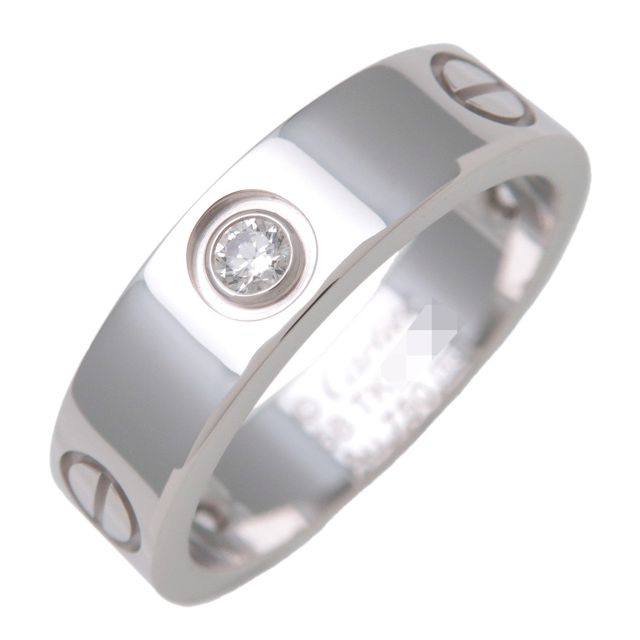 Cartier Love Ring Half Diamond 3P K18WG 750WG White Gold #58 US8.5
