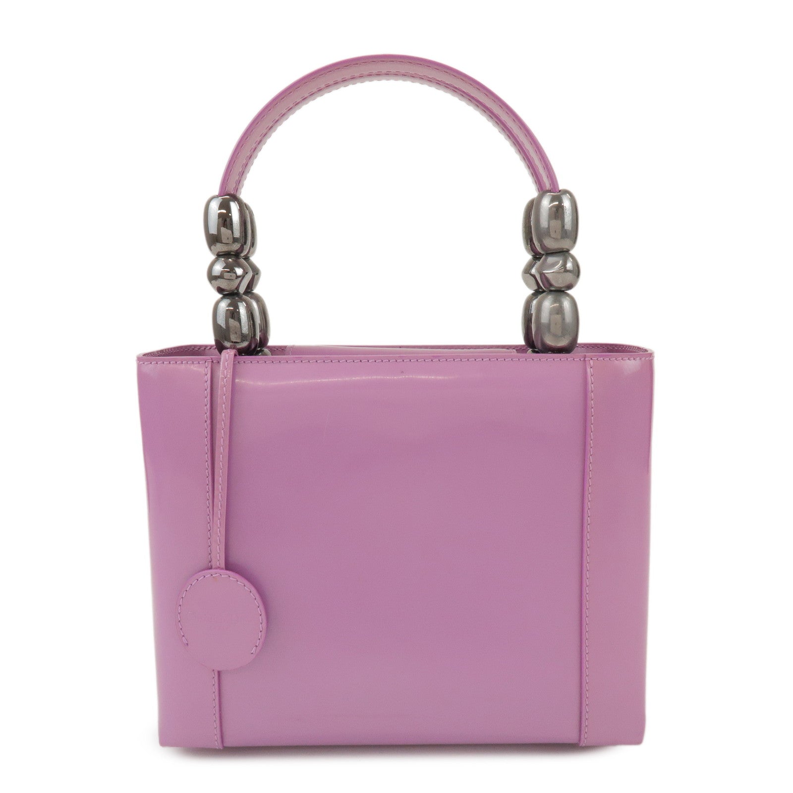 Christian Dior Maris Pearl Patent Leather Hand Bag Purple