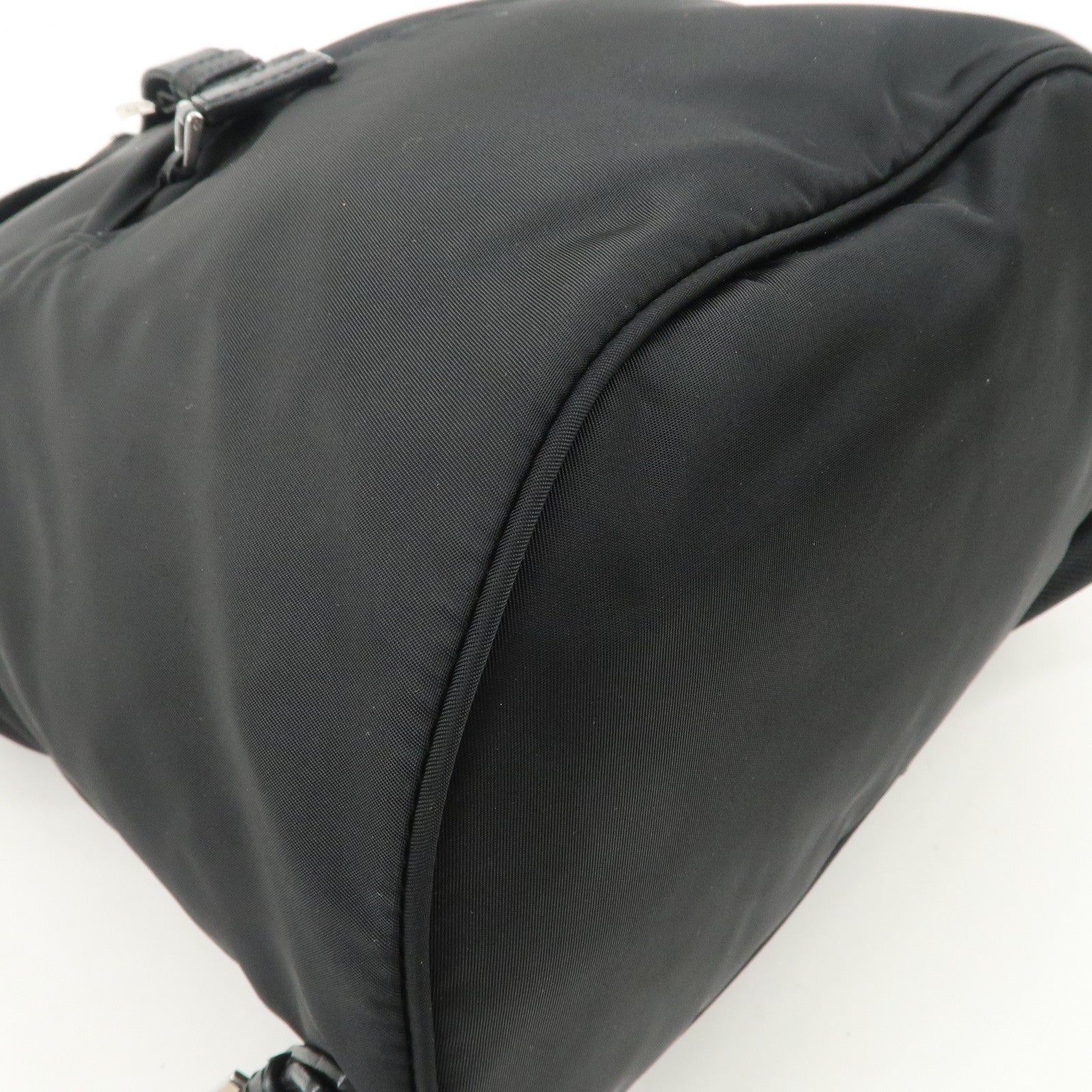 PRADA Triangle Logo Nylon Leather Backpack Rucksack Black 1BZ032