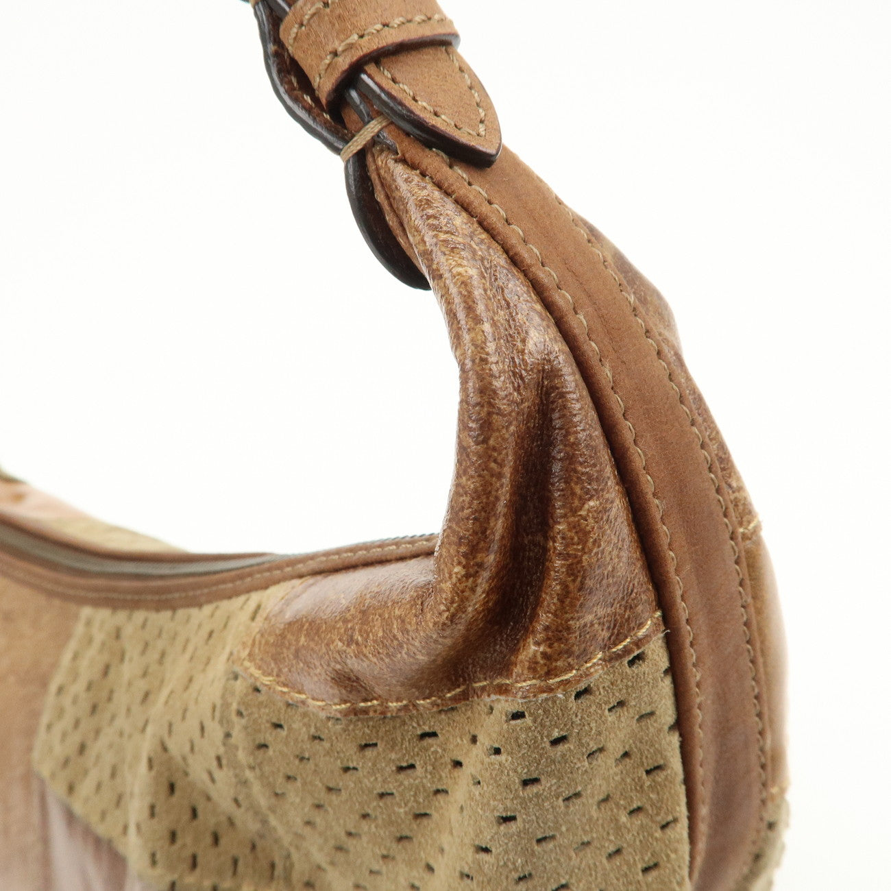 Christian Dior Leather Shoulder Bag Hand Bag Brown Beige