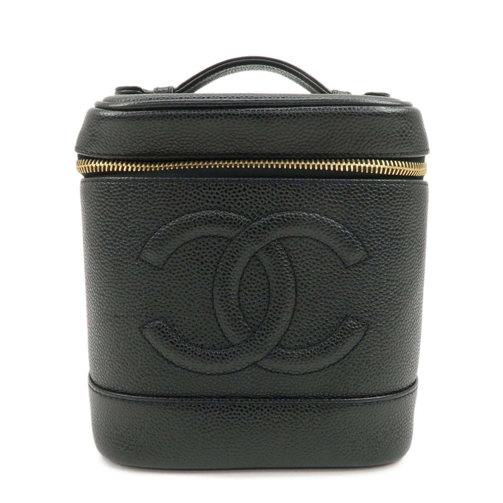 CHANEL COCO Mark Caviarskin Vanity Bag Hand Bag Black A01998